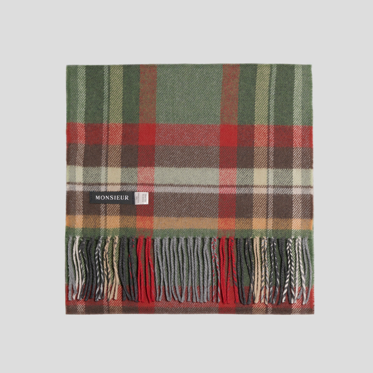 Sciarpa check luxury wool verde marrone arancio rossa Monsieur