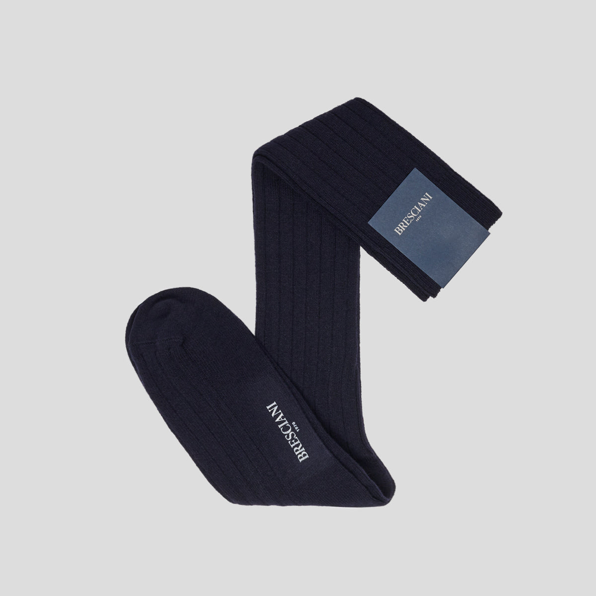 Calze lana e cashmere tinta unita blu Bresciani