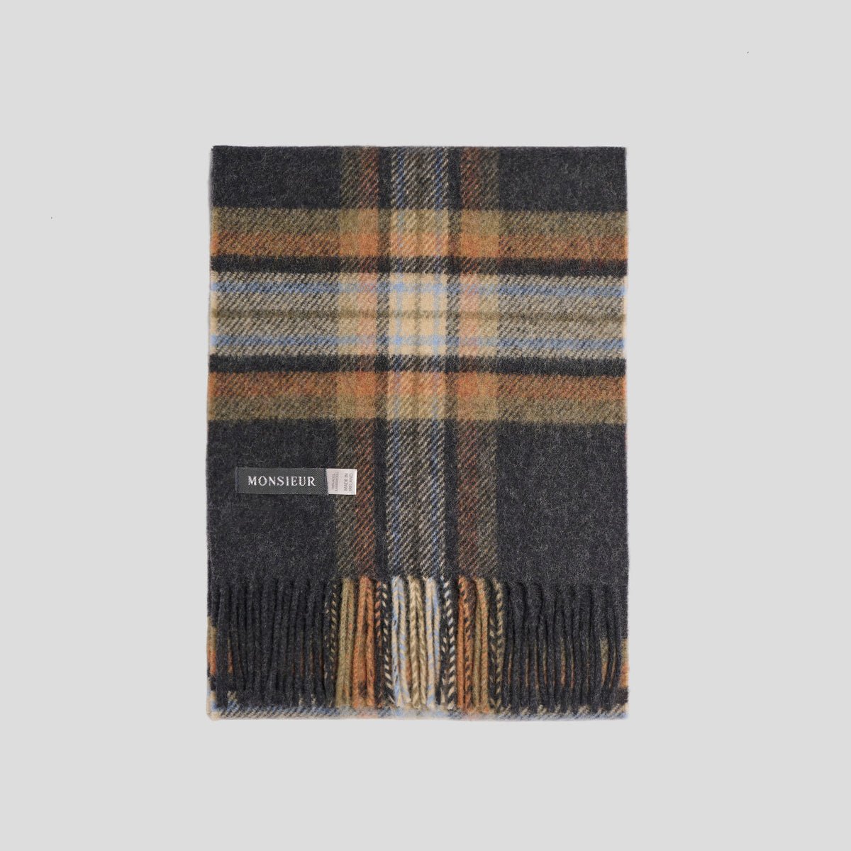 Sciarpa lambswool check grigia ruggine gialla Monsieur