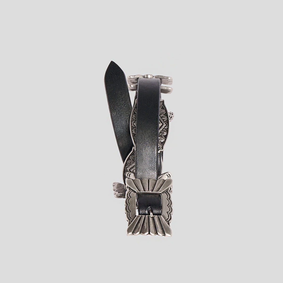 Cintura western Concho pelle nera Monsieur