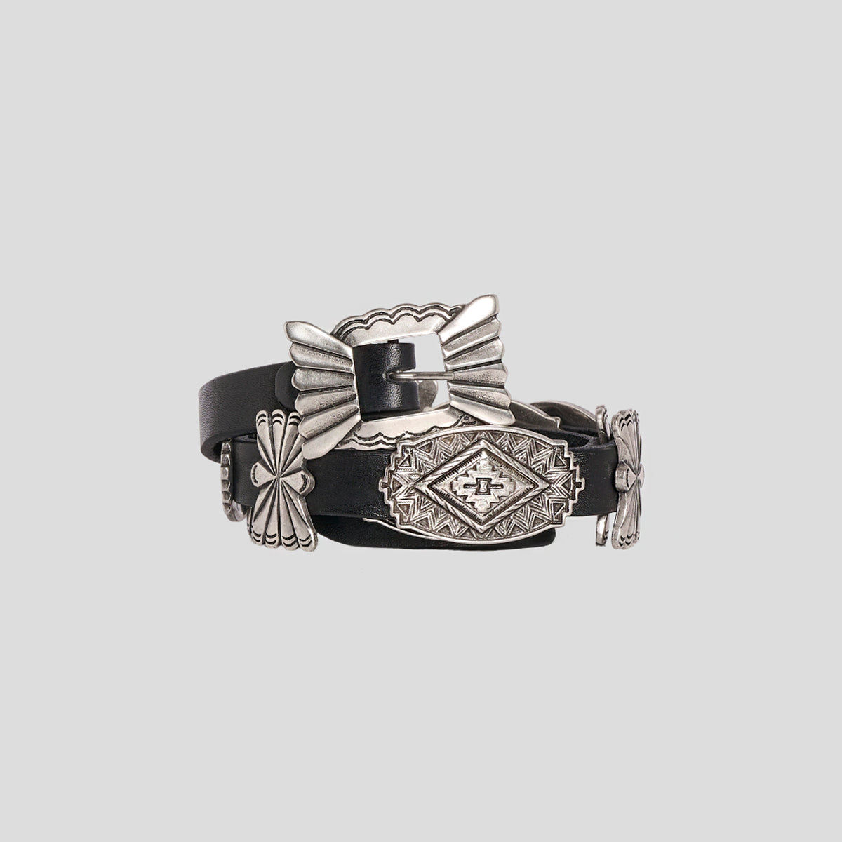 Cintura western Concho pelle nera Monsieur