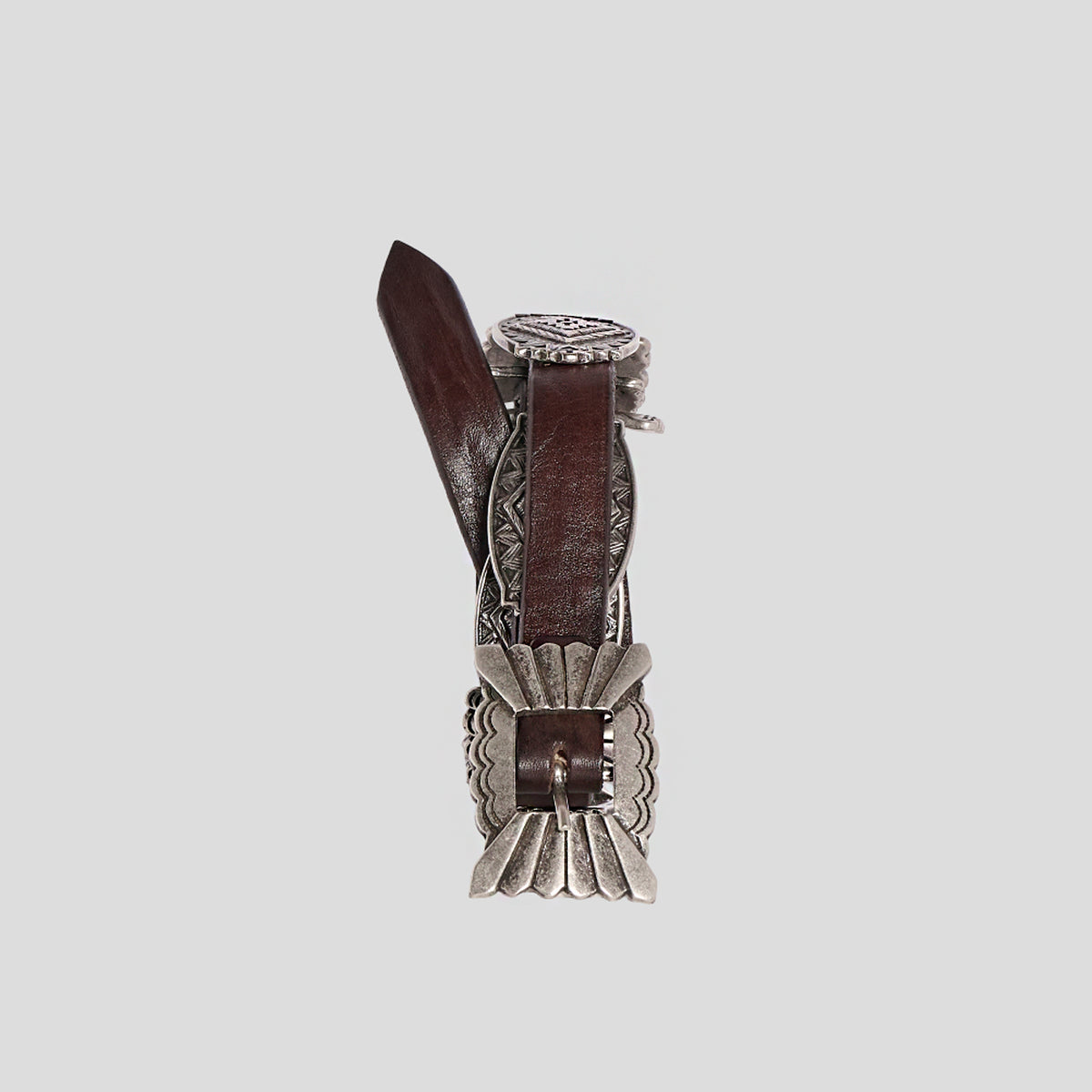 Cintura western Concho pelle marrone scuro Monsieur