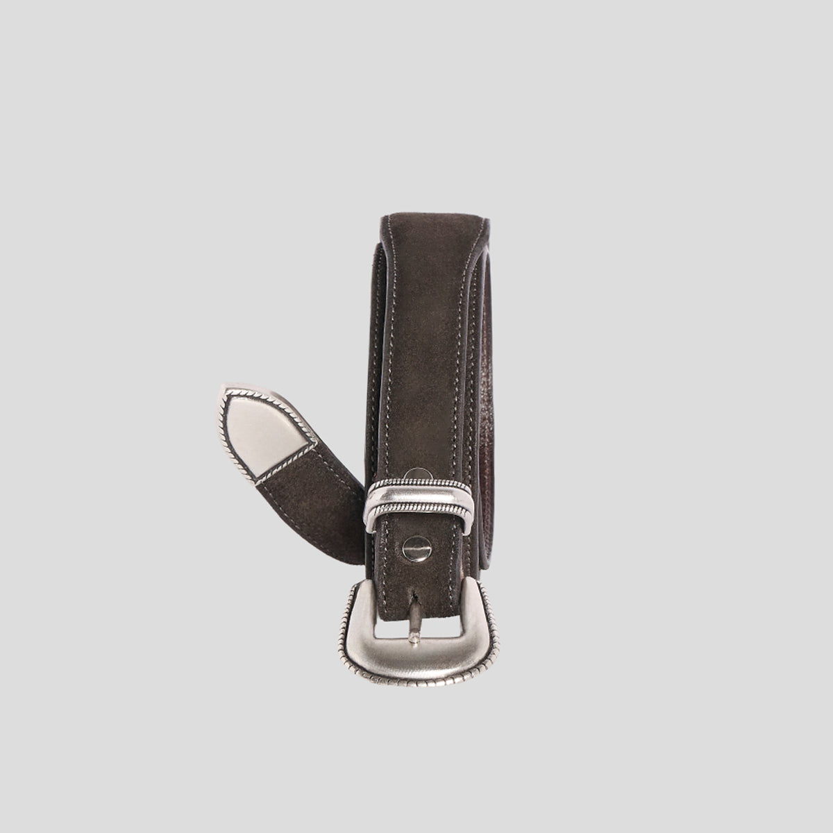 Cintura western suede marrone ricamo borchia turchese Monsieur