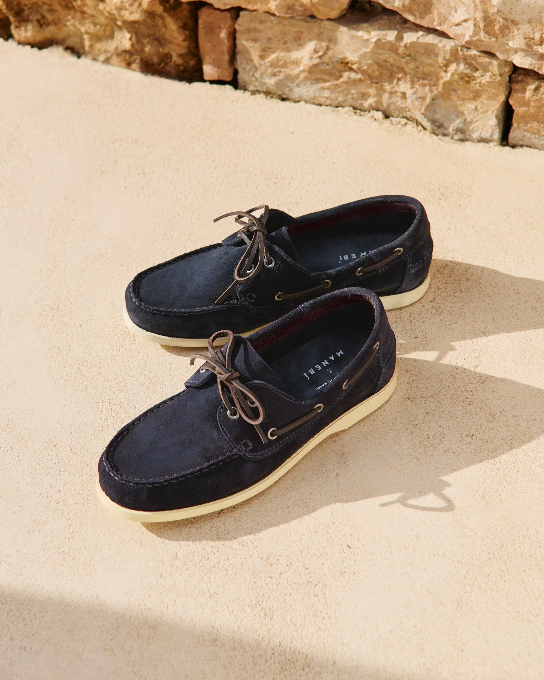 Scarpa barca Swan suede navy Luca Rubinacci x Manebì
