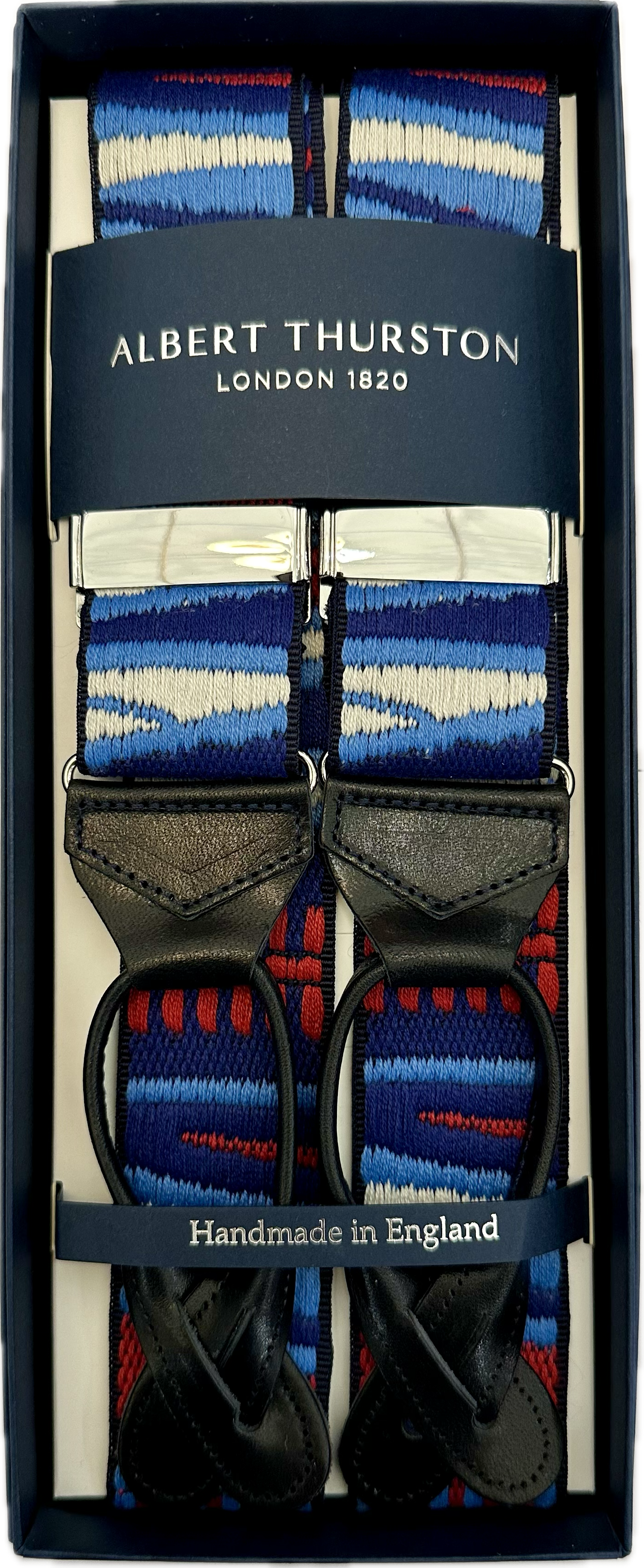 Bretelle Navajo celeste cobalto rossa Albert Thurston