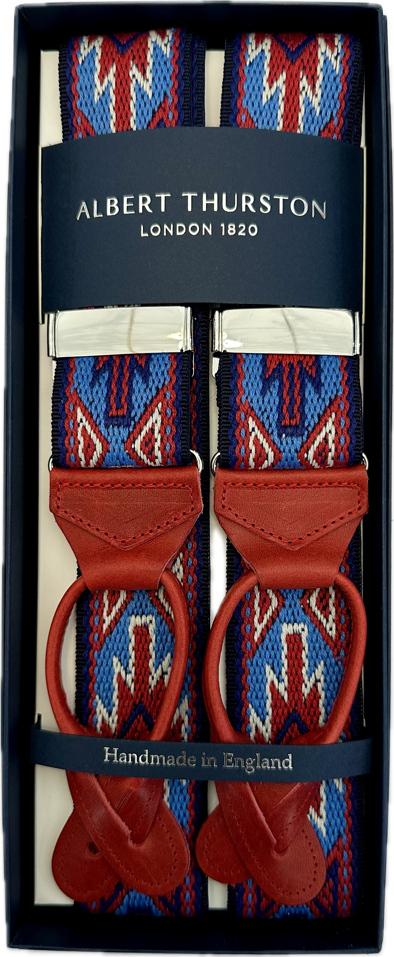 Bretelle Navajo rossa celeste royal blue Albert Thurston