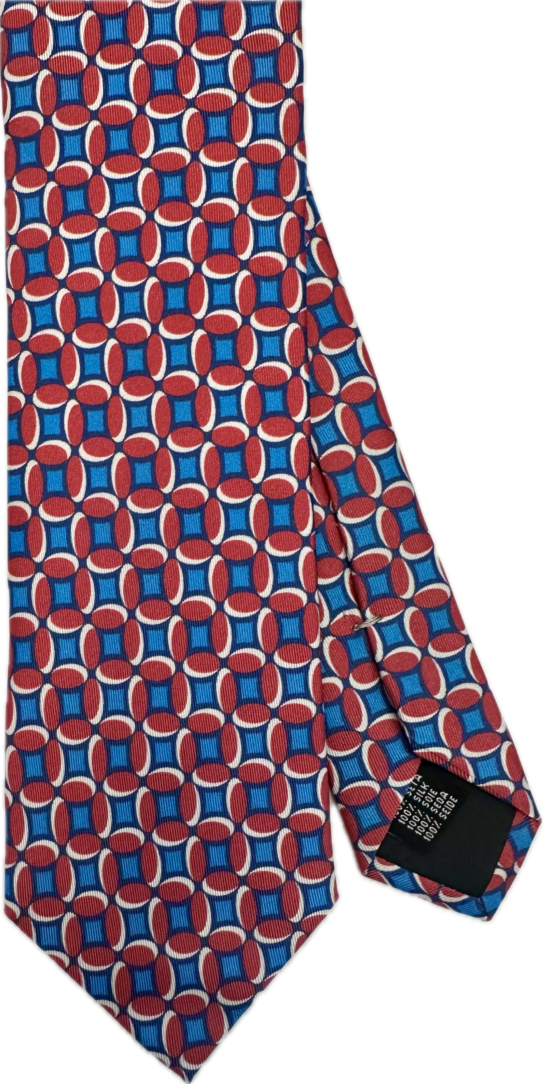 Cravatta seta fantasia rossa royal blue Monsieur