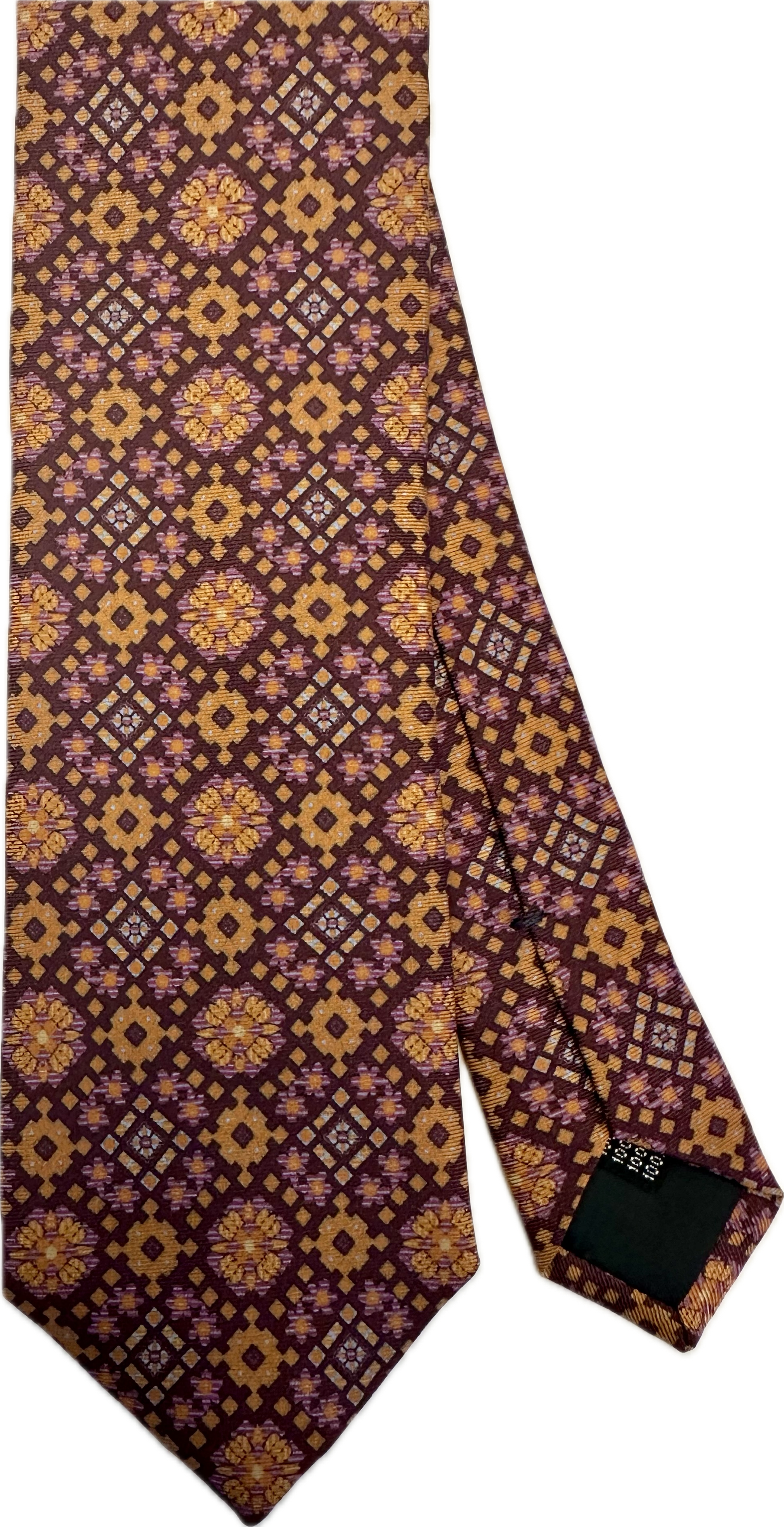 Cravatta seta fantasia maioliche bordeaux Monsieur