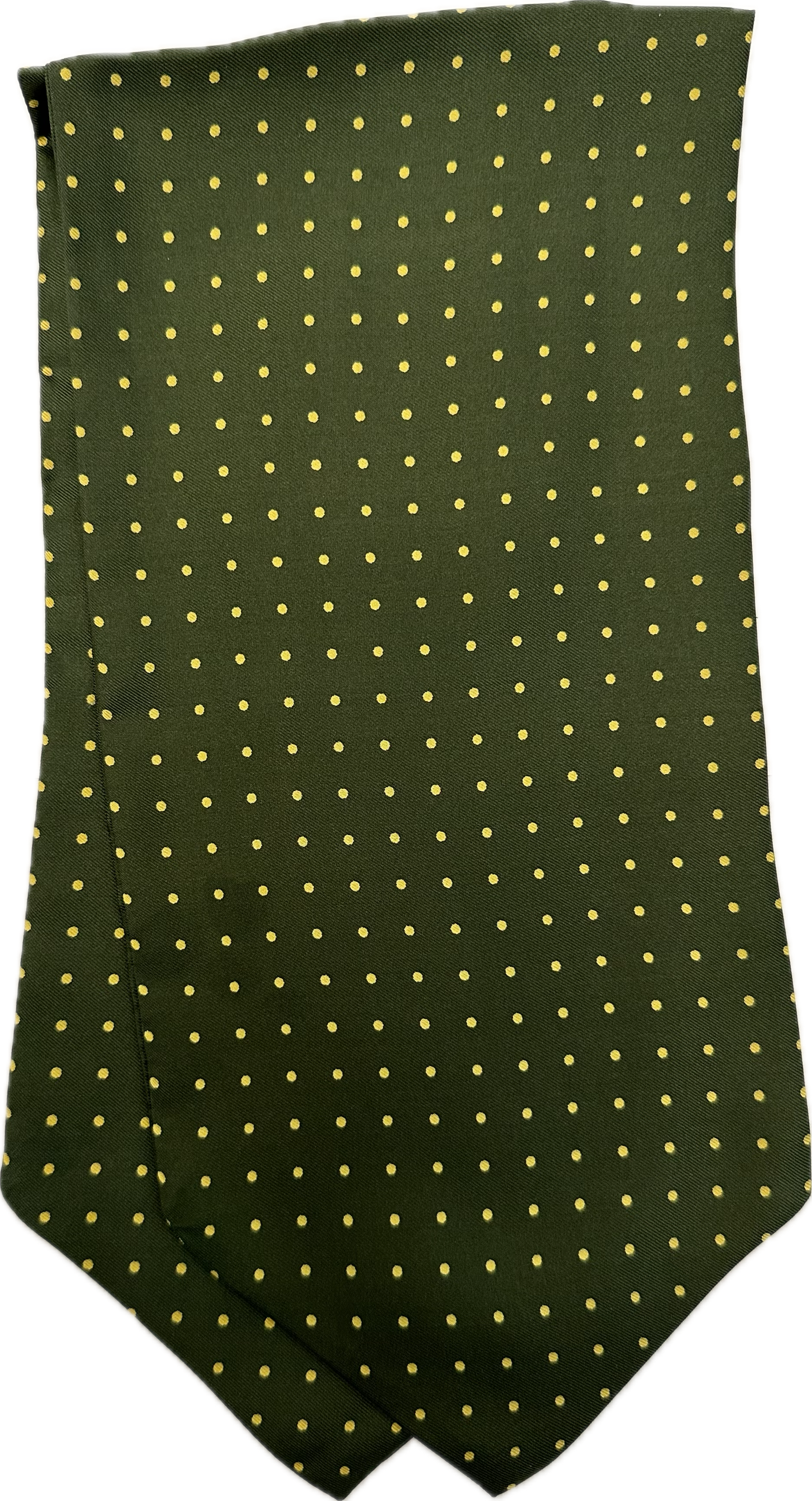 Ascot silk tie verde pois giallo Monsieur