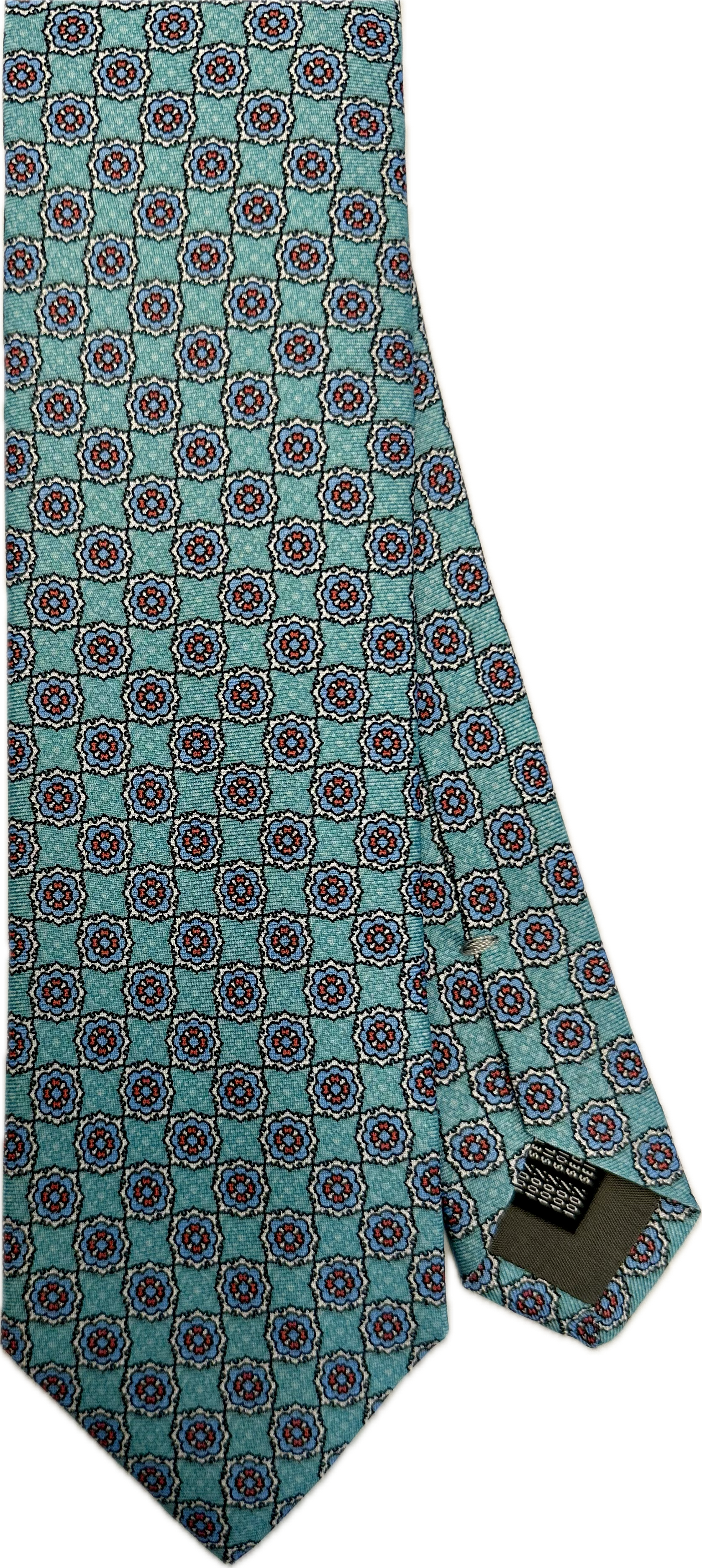 Cravatta seta micro disegno acquamarina Monsieur
