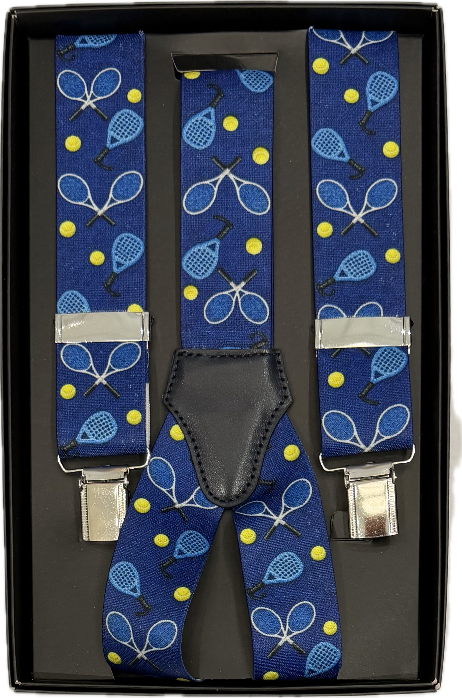 Bretelle elastico clip fantasia tennis blu Monsieur