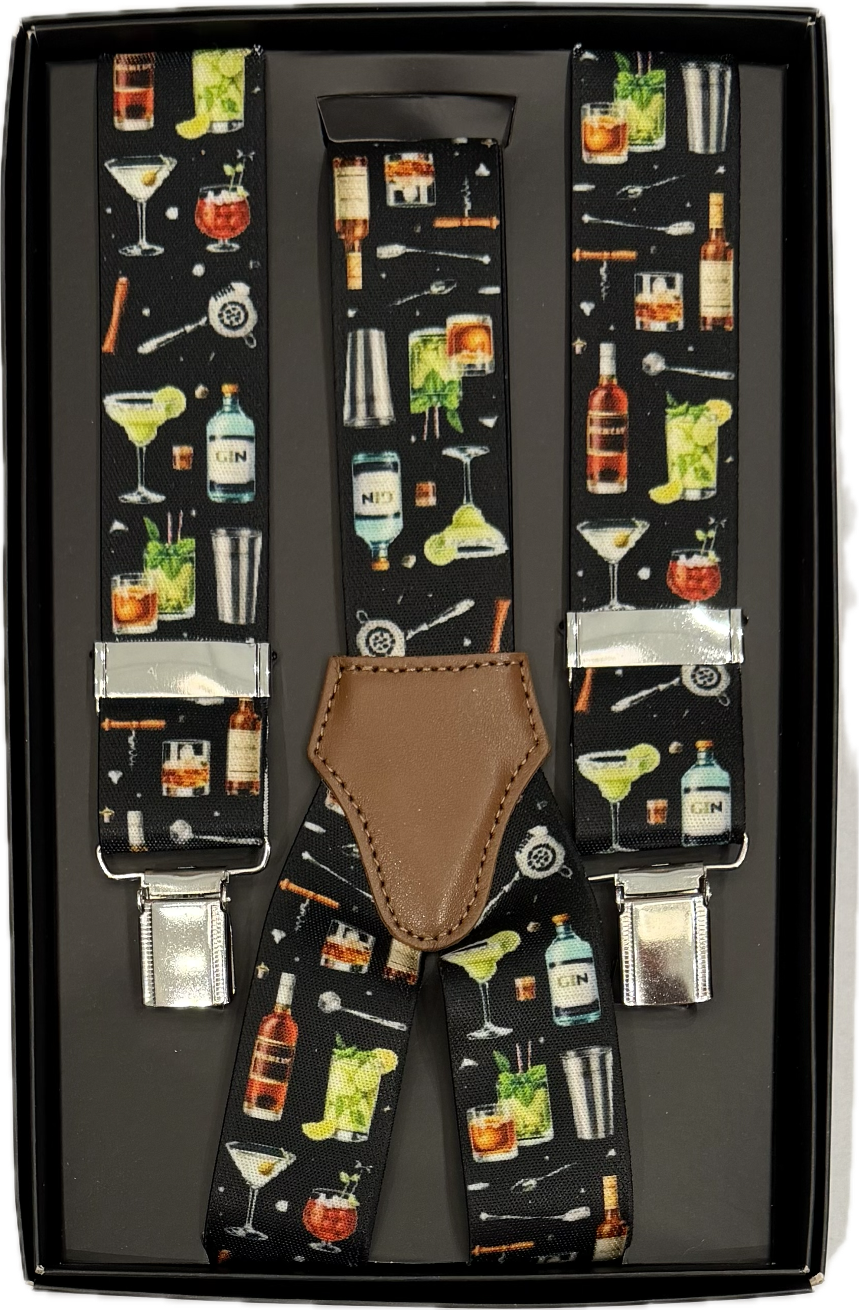 Bretelle elastico clip fantasia cocktail nera Monsieur
