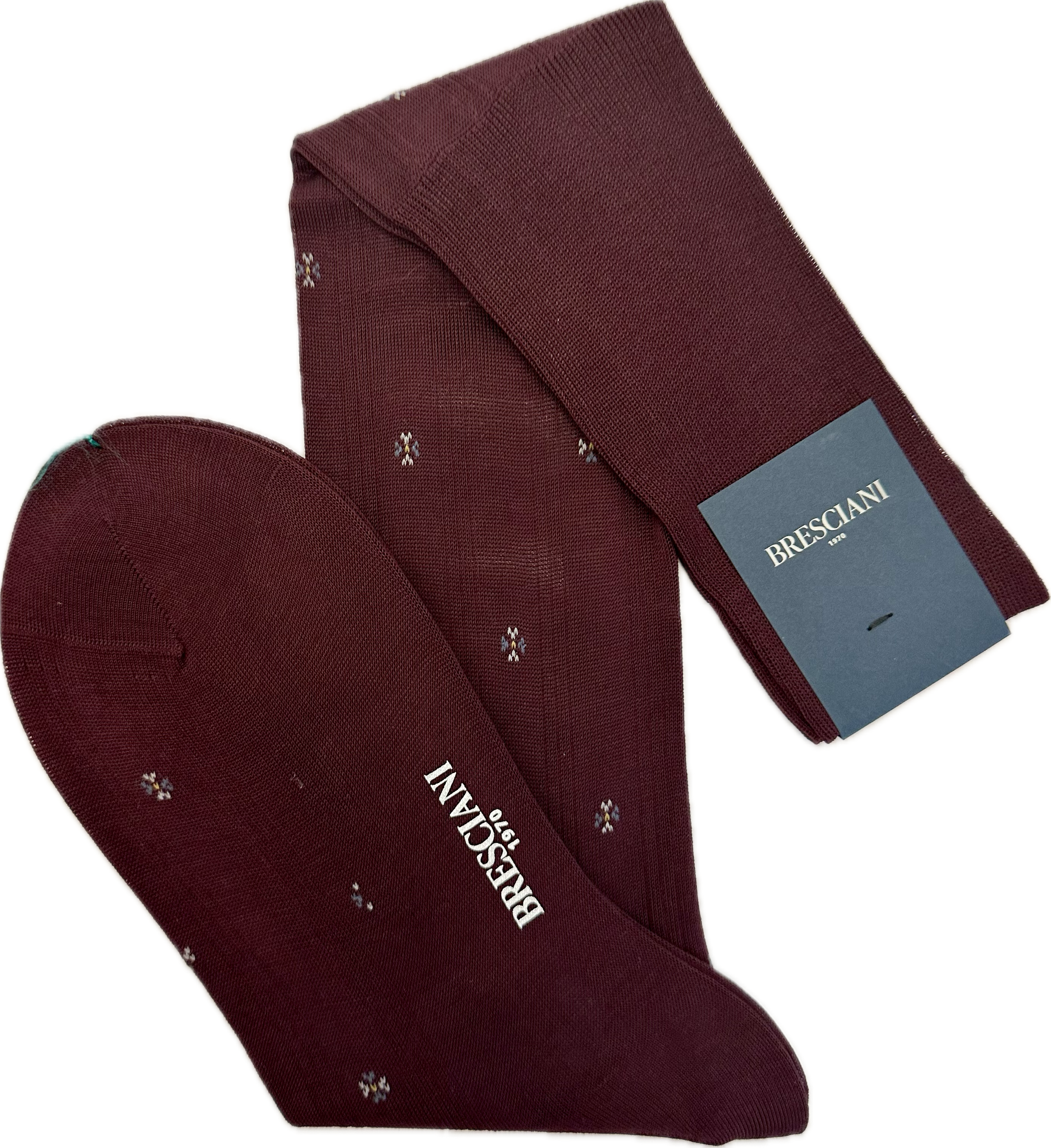 Calze cotone jacquard micro fiore bordeaux Bresciani