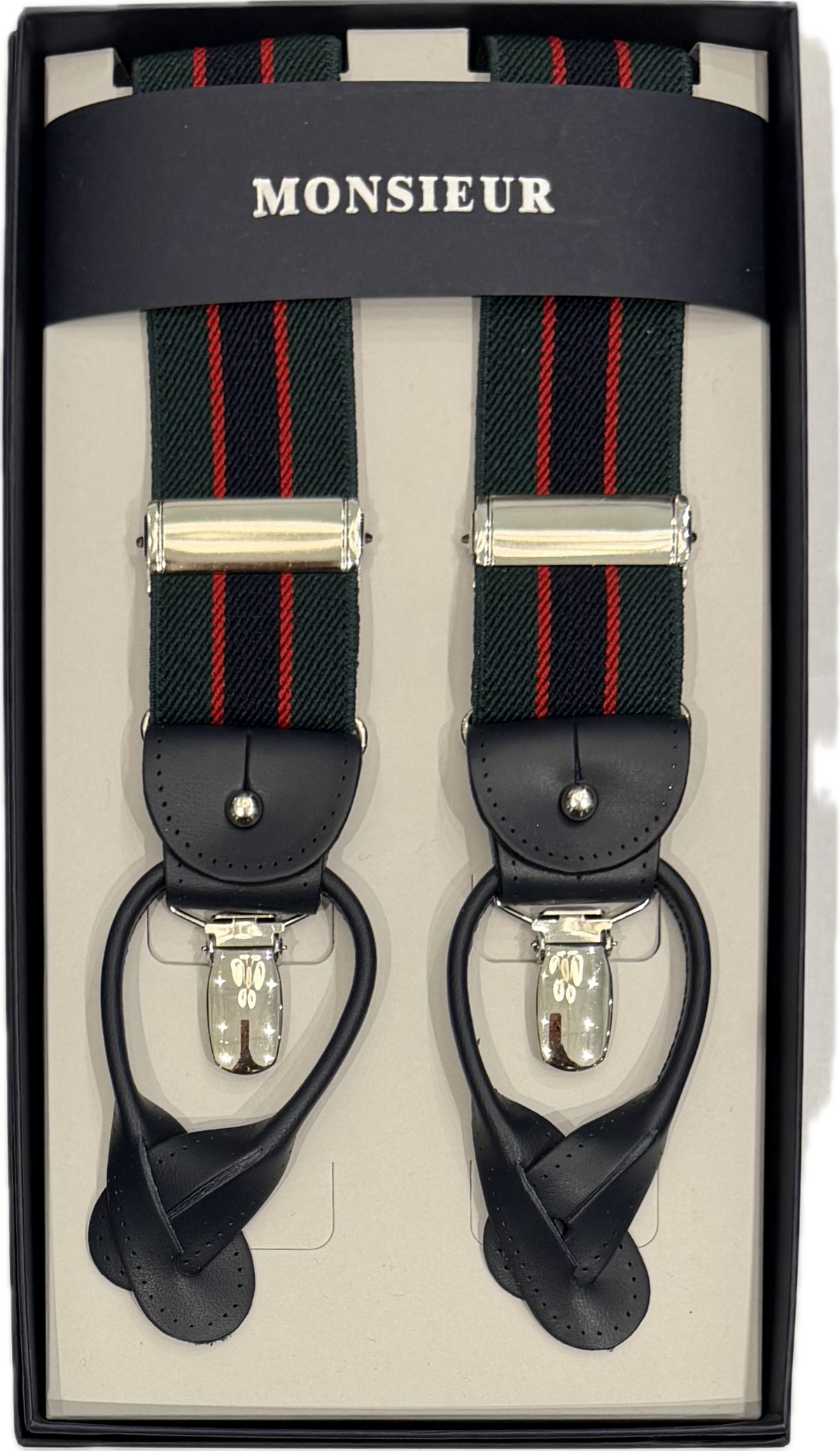Bretelle regimental verde blu rosso Monsieur