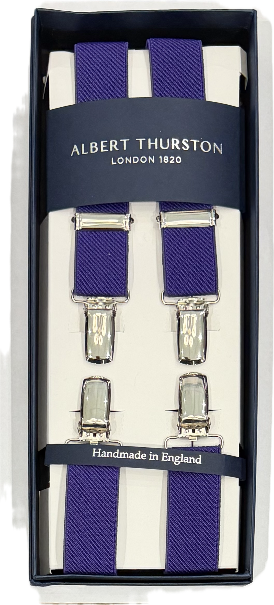 Bretelle elastico clip tinta unita viola Albert Thurston