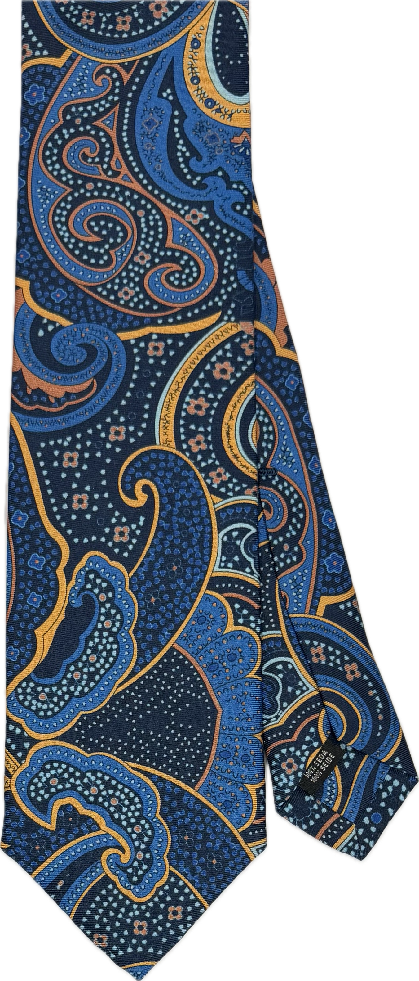 Cravatta seta grigia fantasia big paisley navy Monsieur