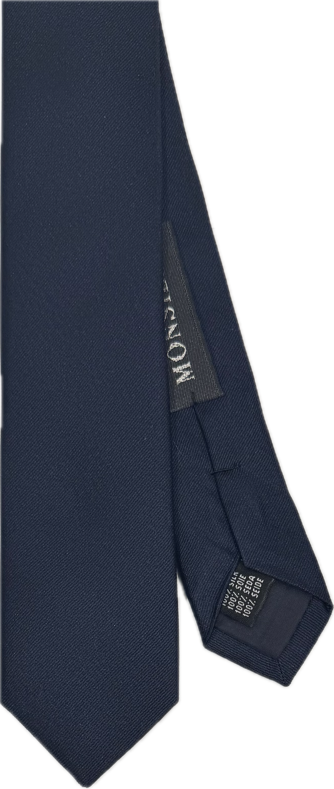 Cravatta stretta seta tinta unita navy Monsieur
