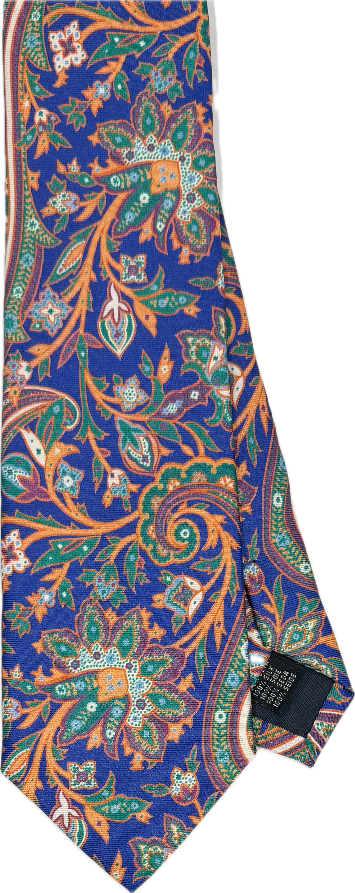 Cravatta seta grigia fantasia big paisley royal blue Monsieur