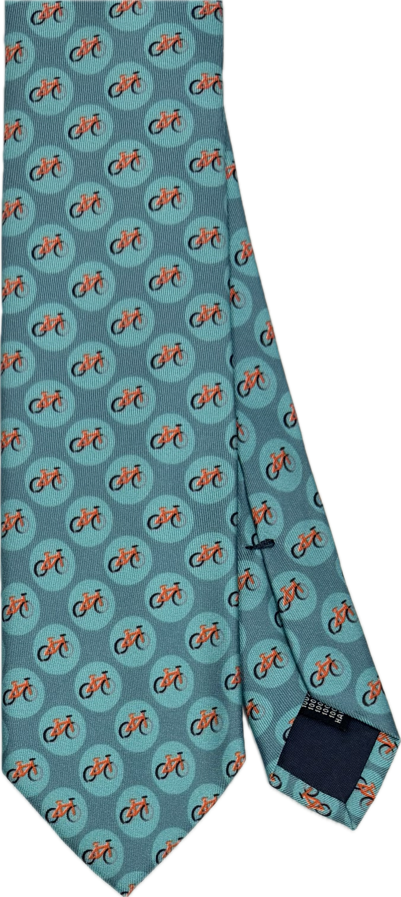 Cravatta seta fantasia dot biciclette petrolio Monsieur