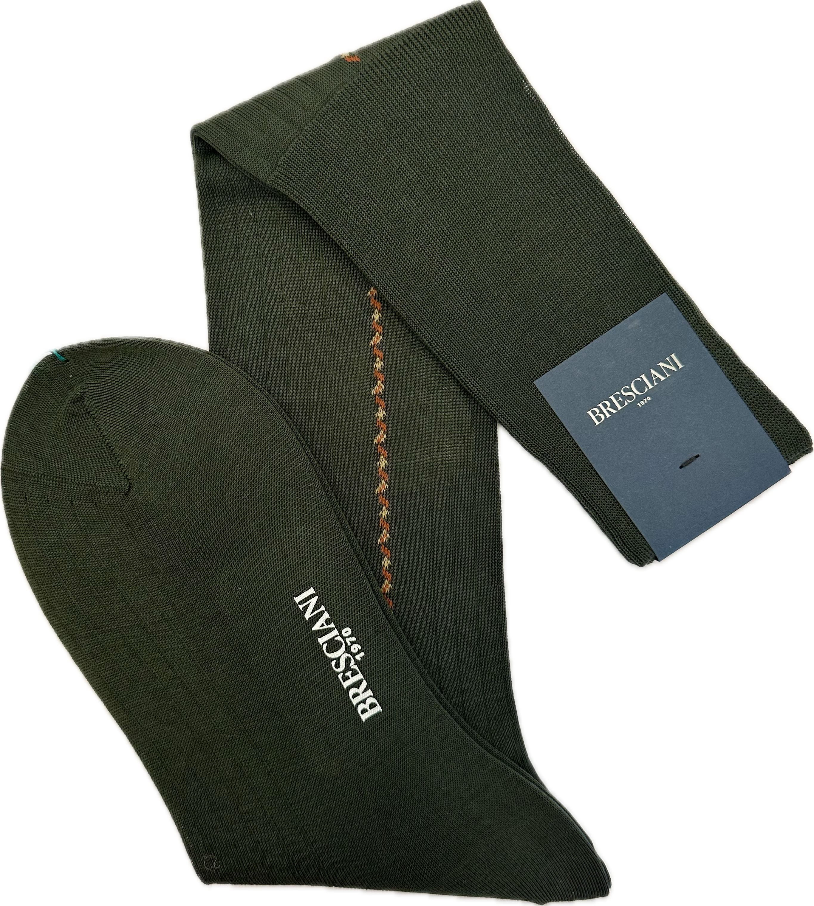 Calze cotone jacquard catenella verde oliva Bresciani