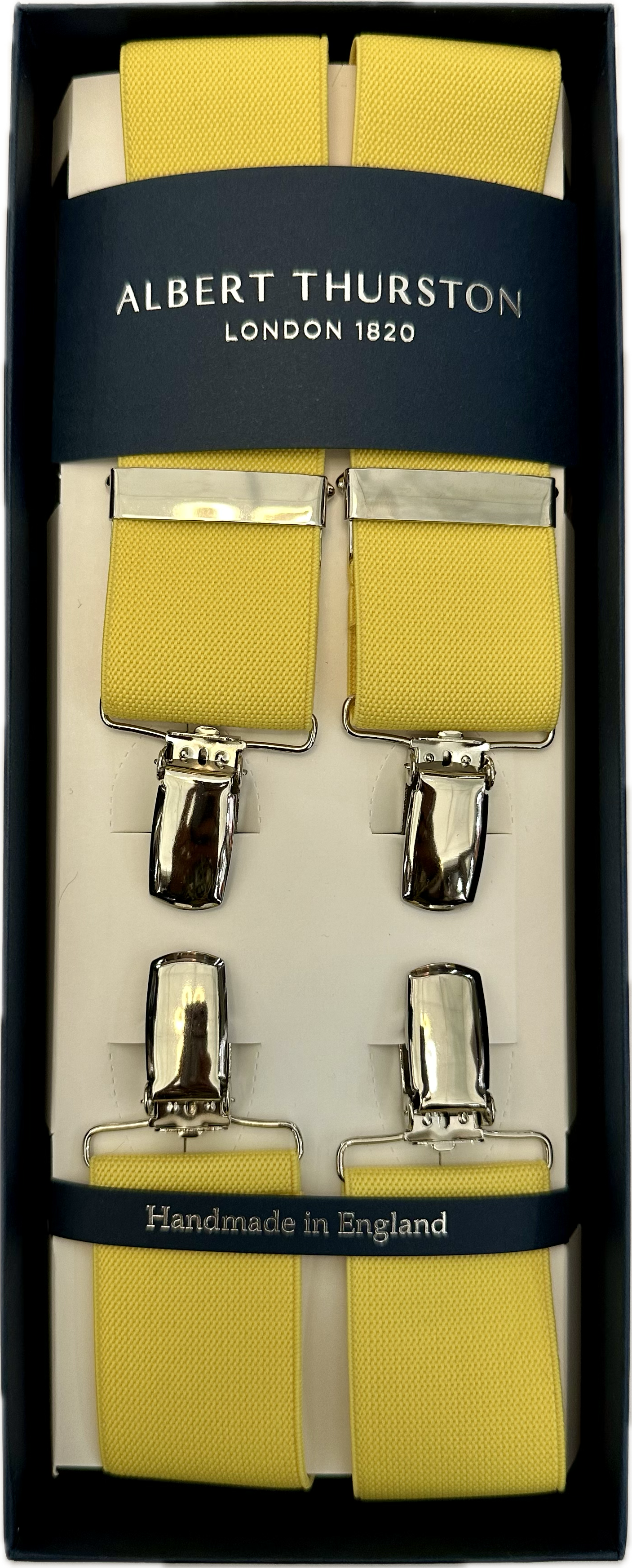 Bretelle elastico clip tinta unita gialla Albert Thurston