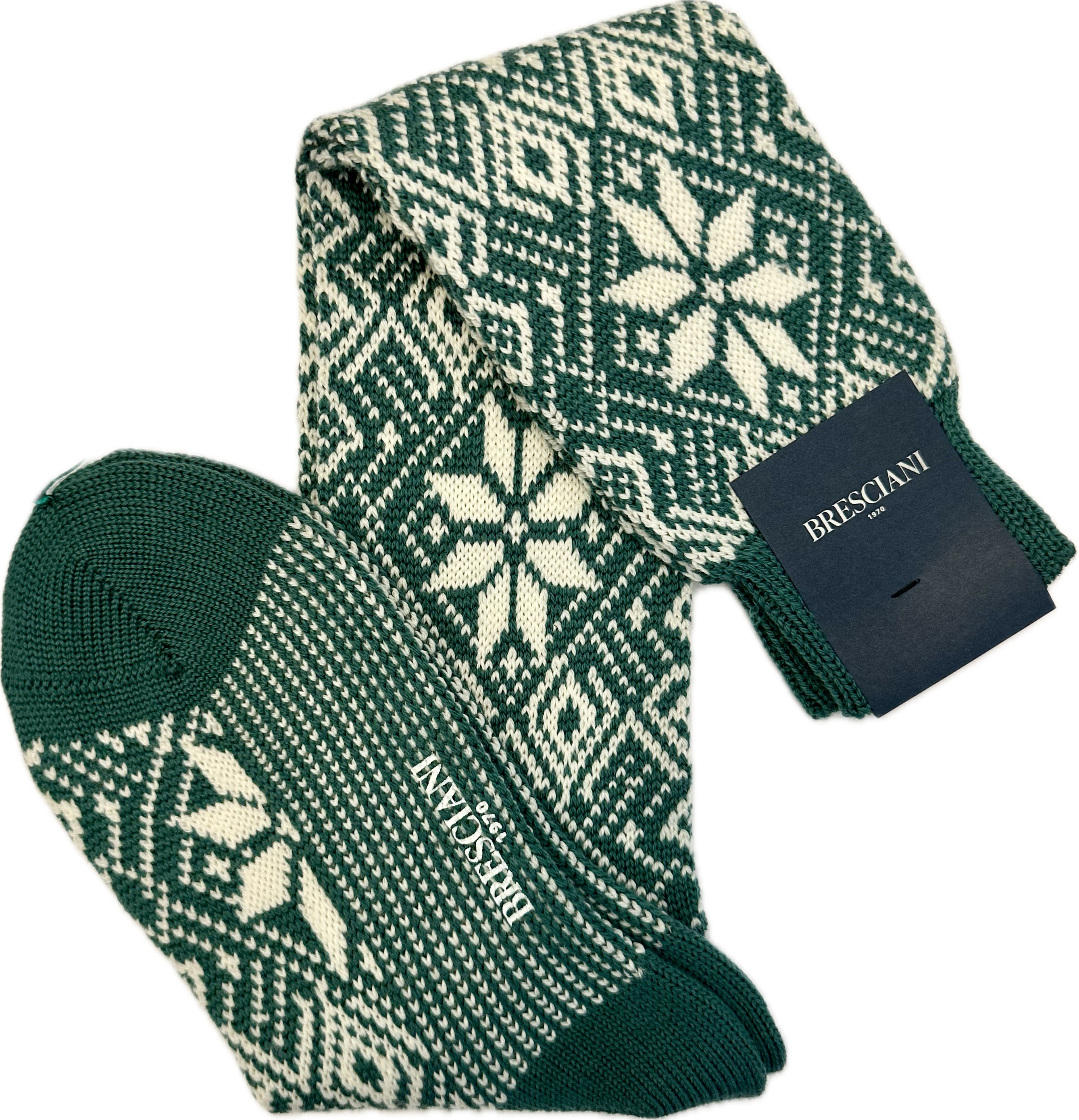 Calze fantasia norvegese lana pino greggio Bresciani