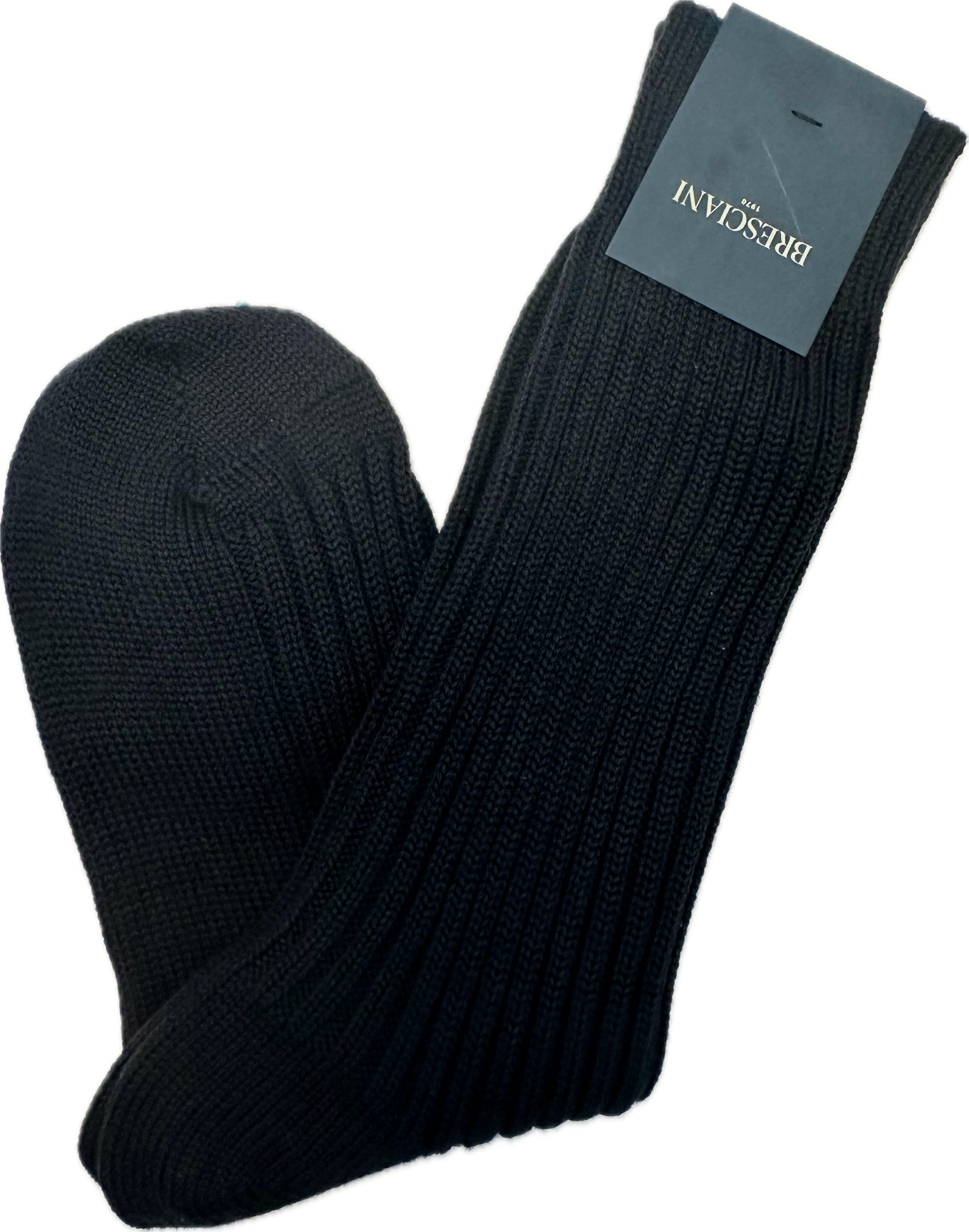 Calza corta lana tinta unita blu Bresciani