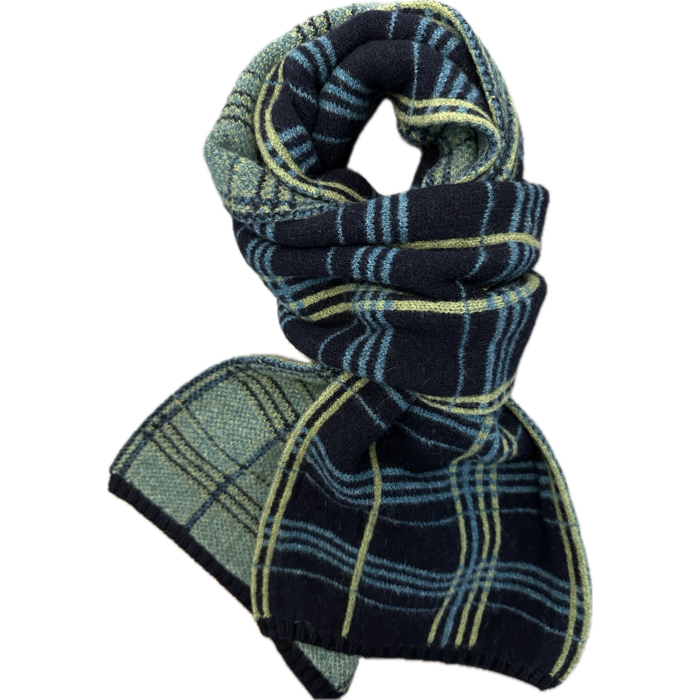 Sciarpa modern check lambswool blu Robert Mackie
