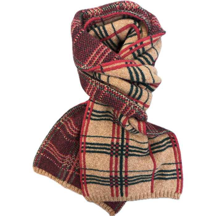 Sciarpa modern check lambswool cammello Robert Mackie