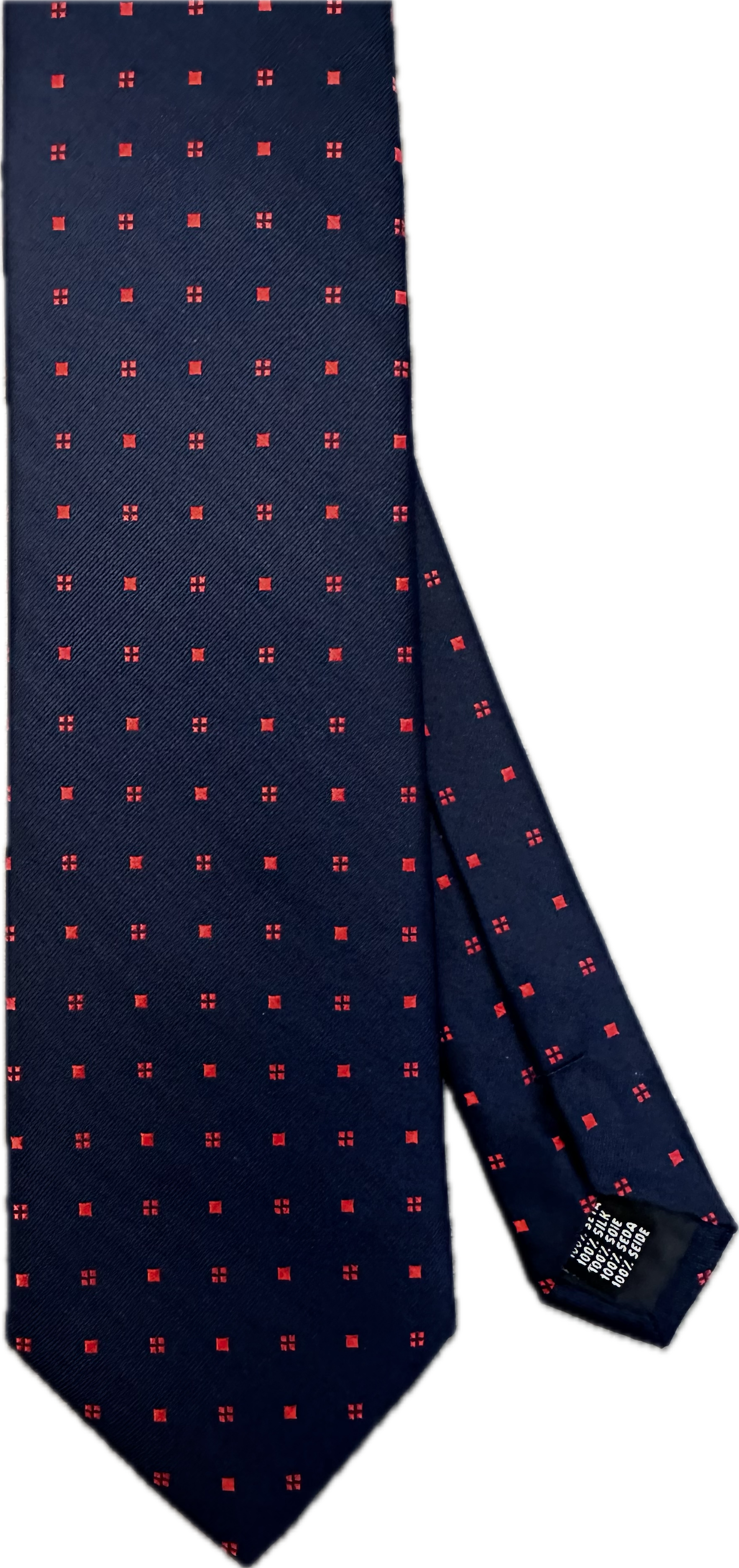 Cravatta seta jacquard micro fantasia blu rossa Monsieur