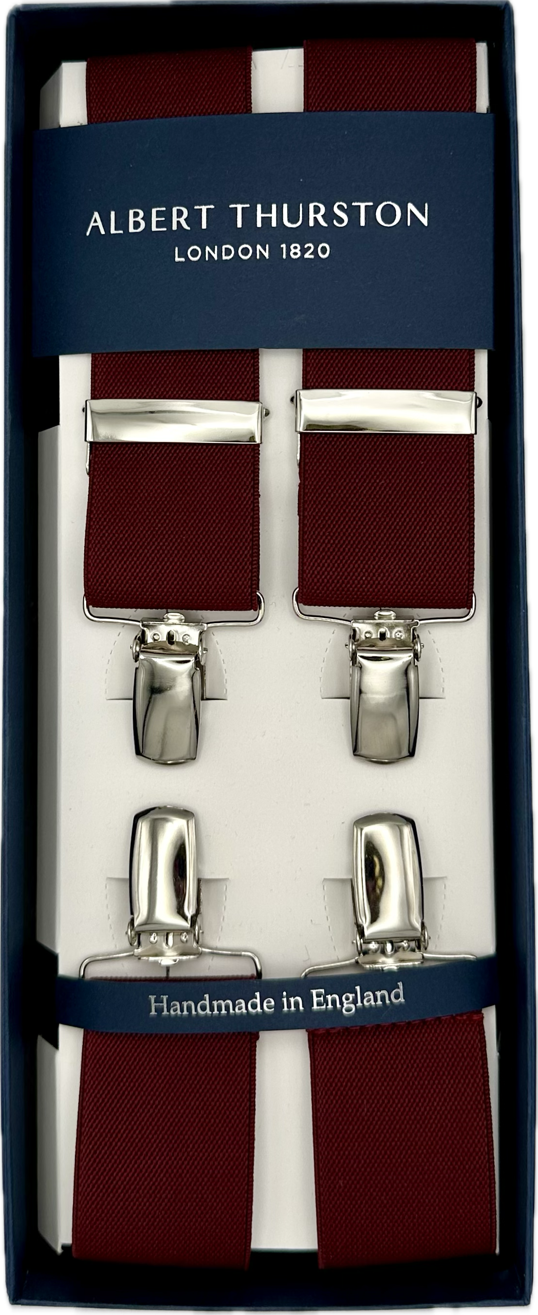 Bretelle elastico clip tinta unita bordeaux Albert Thurston