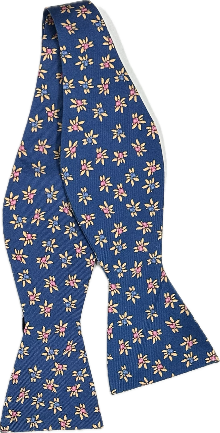 Self bow tie seta fantasia fiorellini blu chiaro Monsieur
