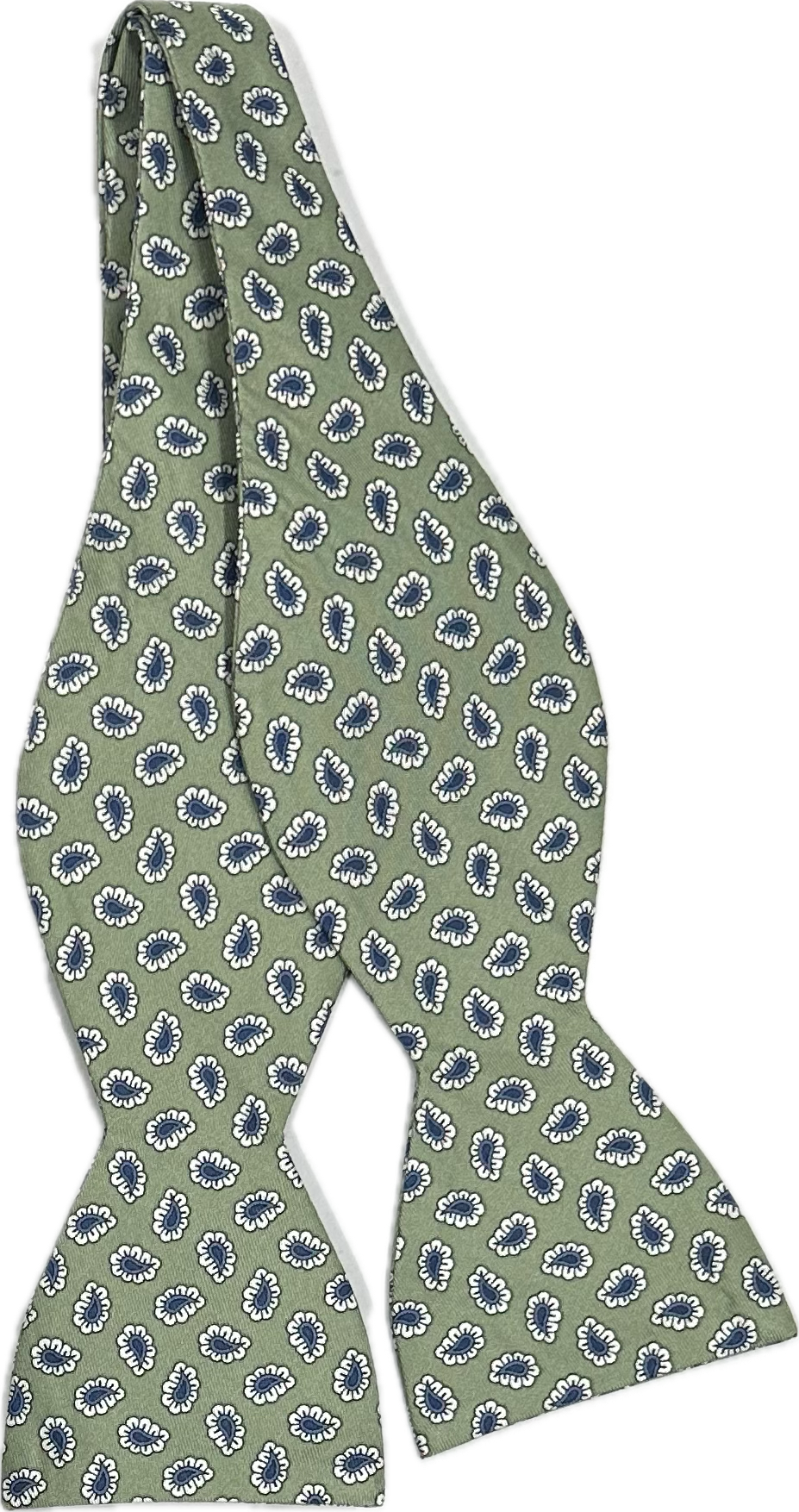 Self bow tie seta paisley verde salvia Monsieur
