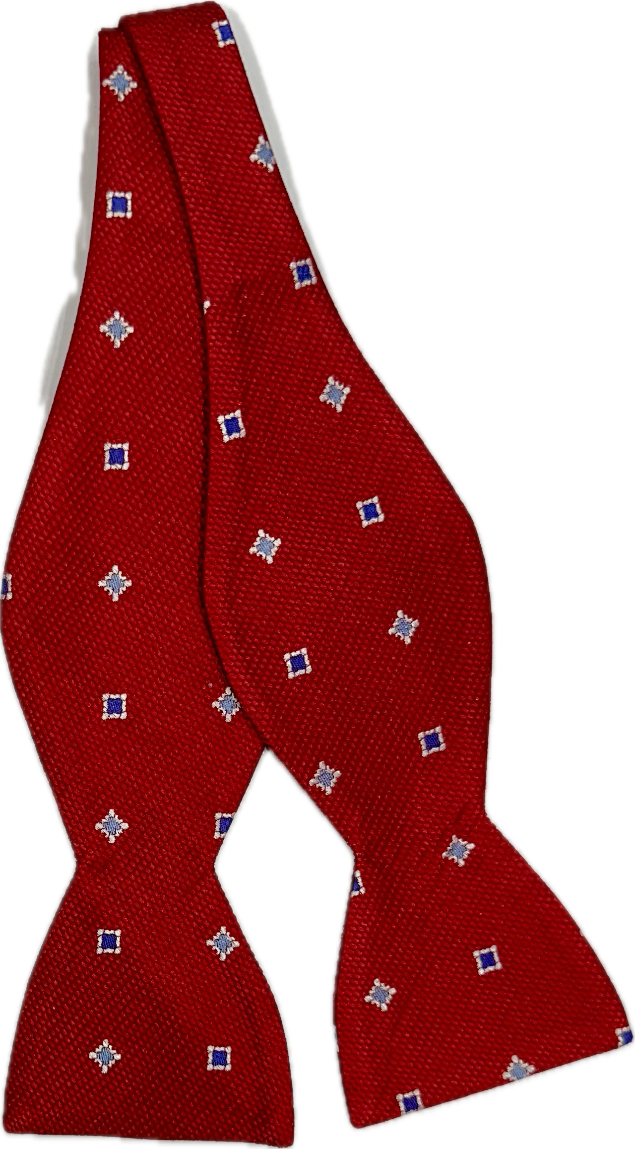 Self bow tie seta fantasia geometrica rosso Monsieur