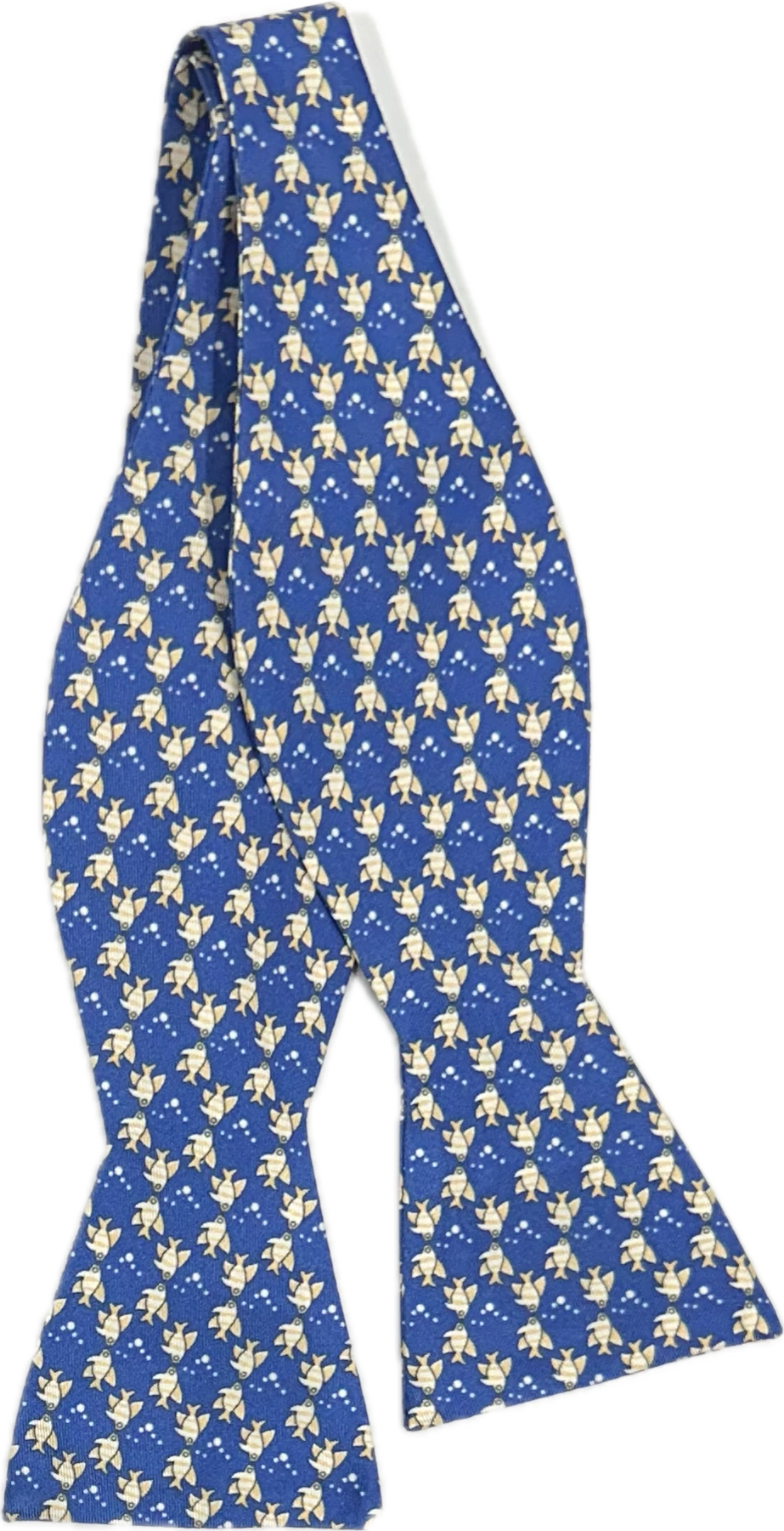Self bow tie seta fantasia pesci light blue Monsieur