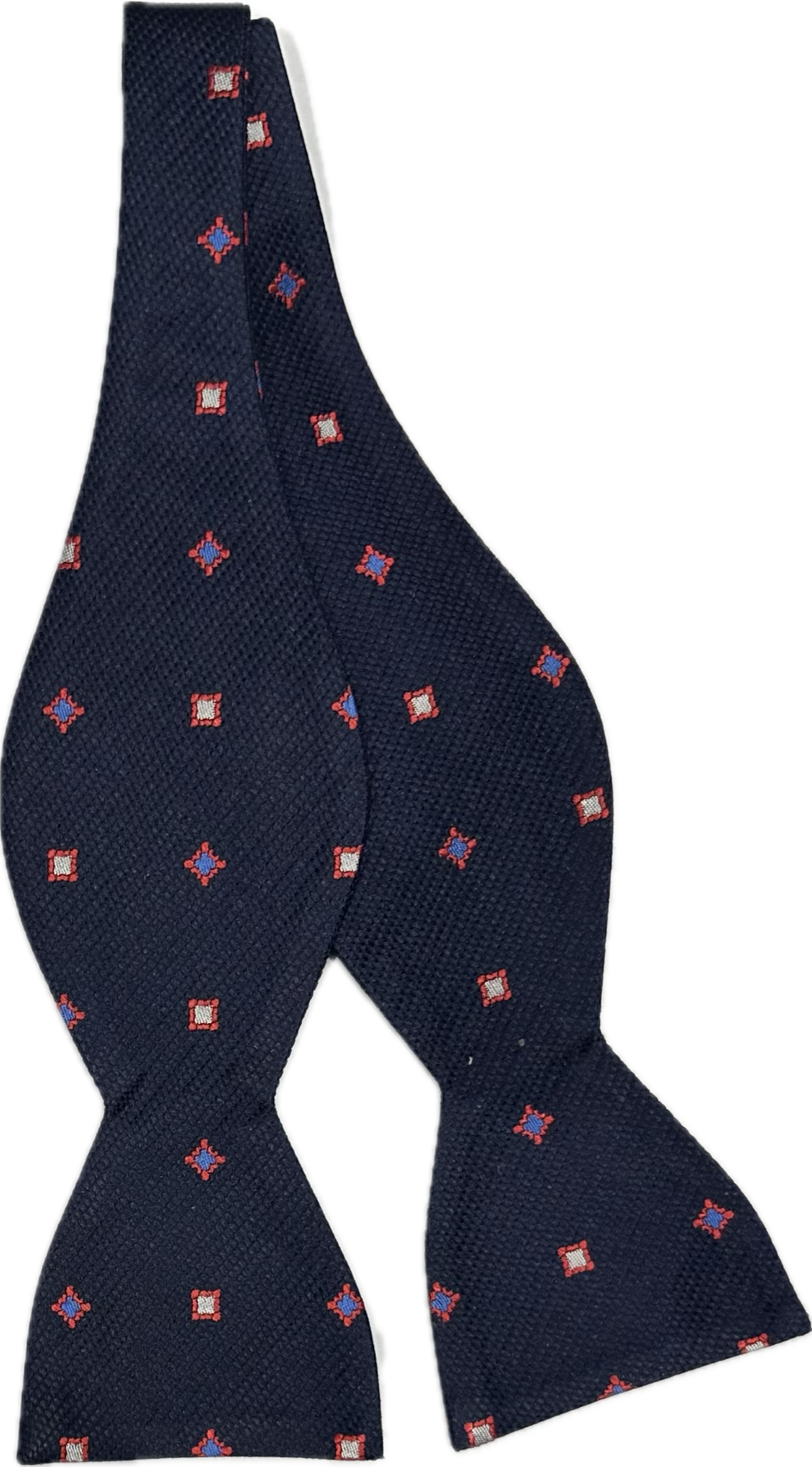 Self bow tie seta fantasia geometrica navy Monsieur