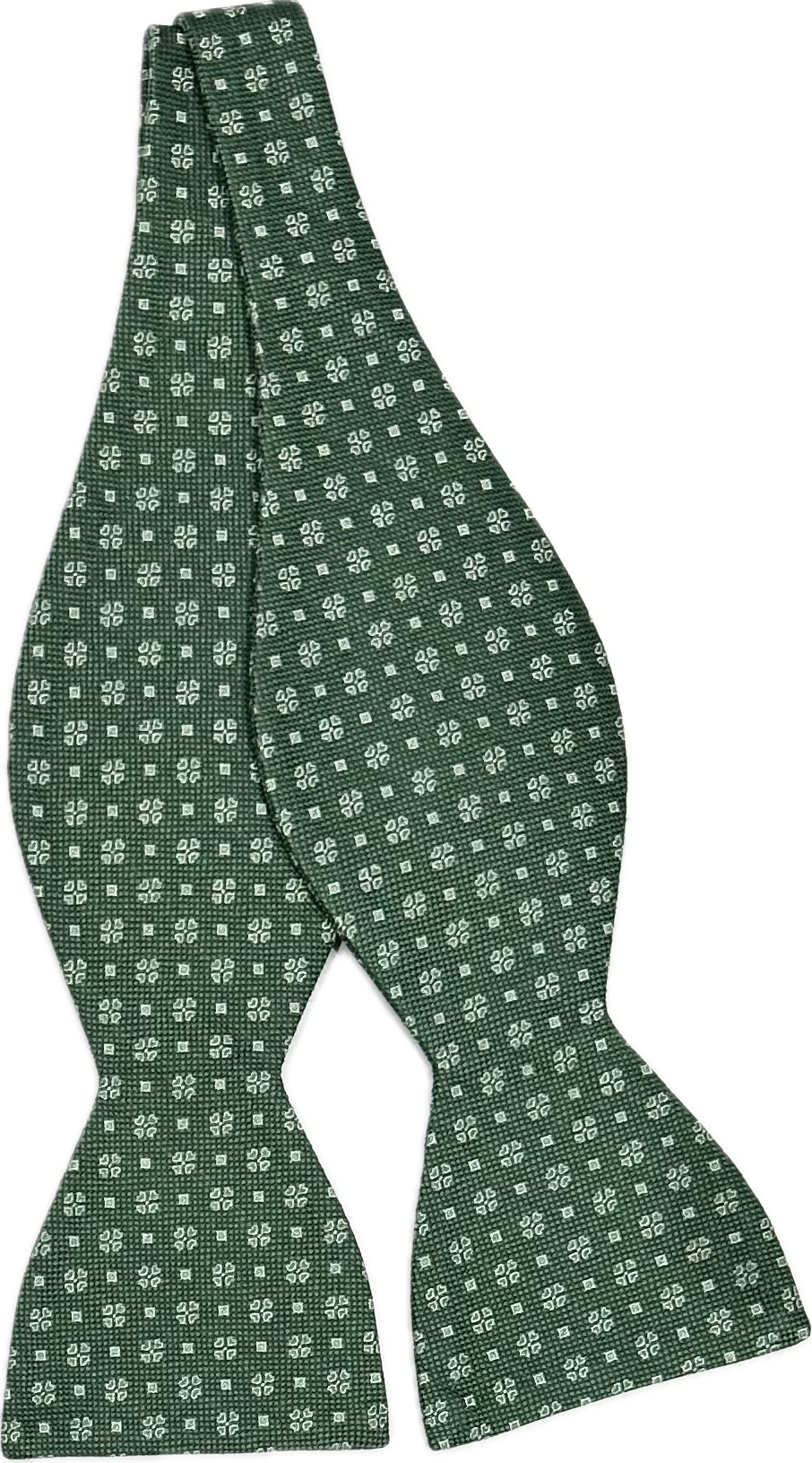 Self bow tie seta fantasia geometrica verde Monsieur