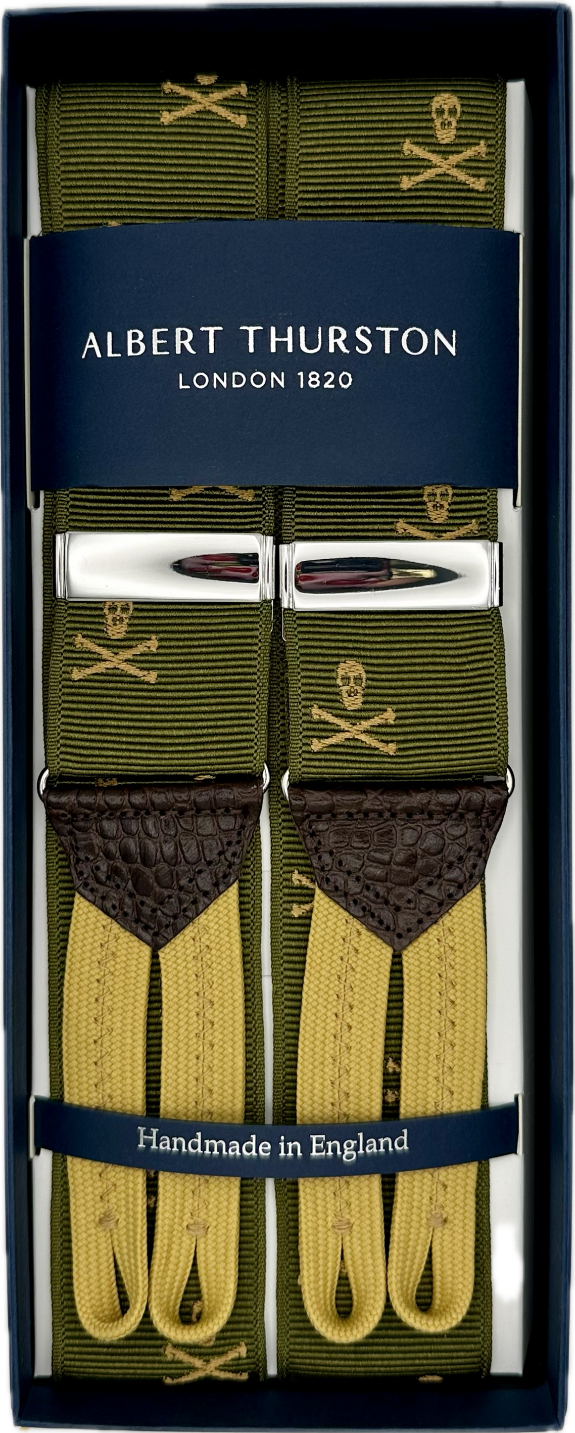 Bretelle barathea skull verde oliva Albert Thurston