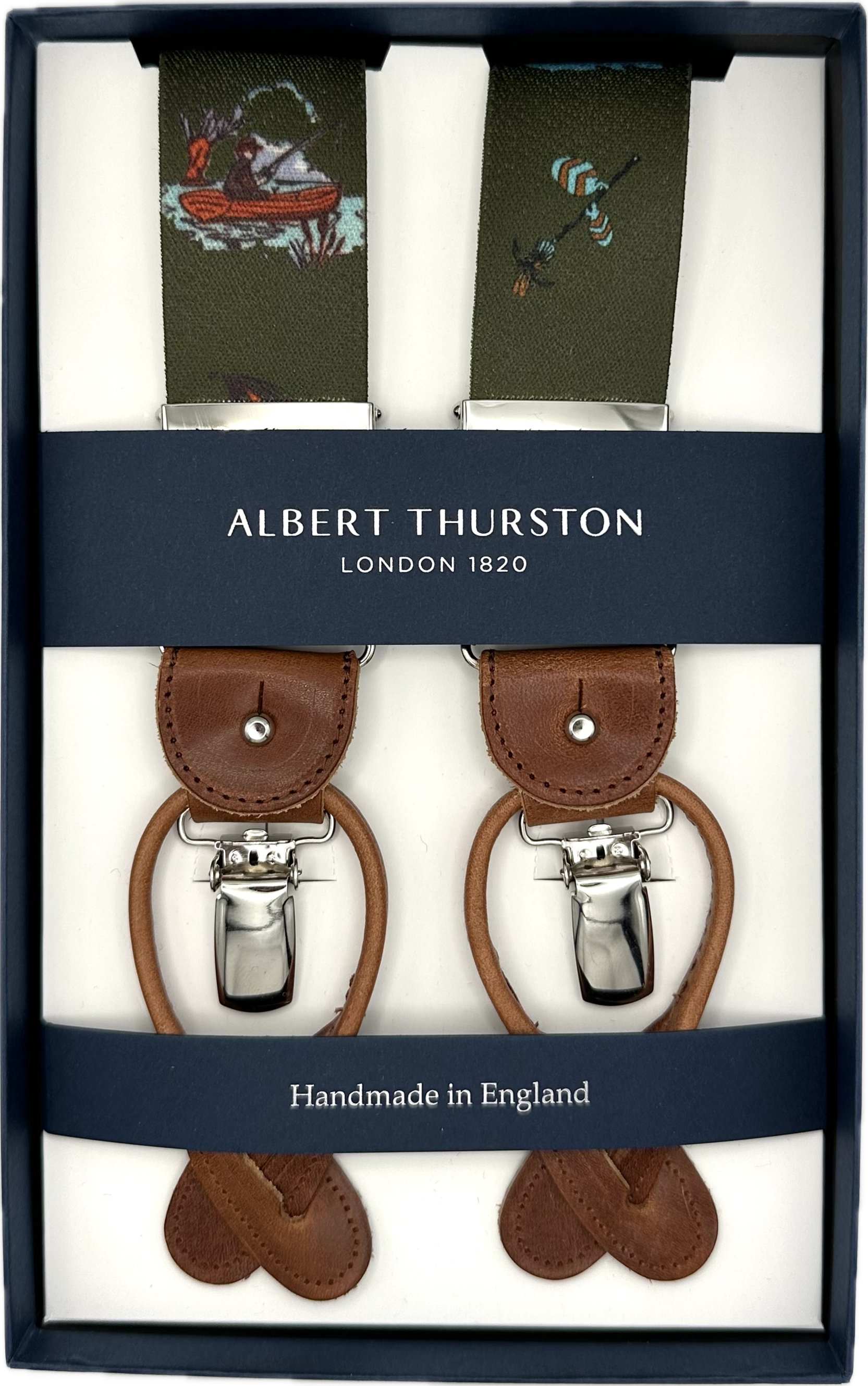 Bretelle elastico fantasia pesca verde Albert Thurston