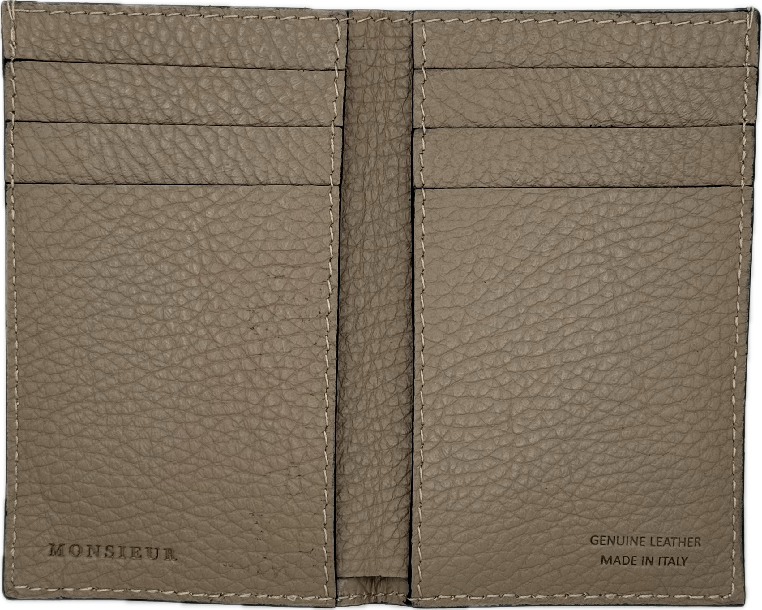Mini portafoglio pelle taupe Monsieur