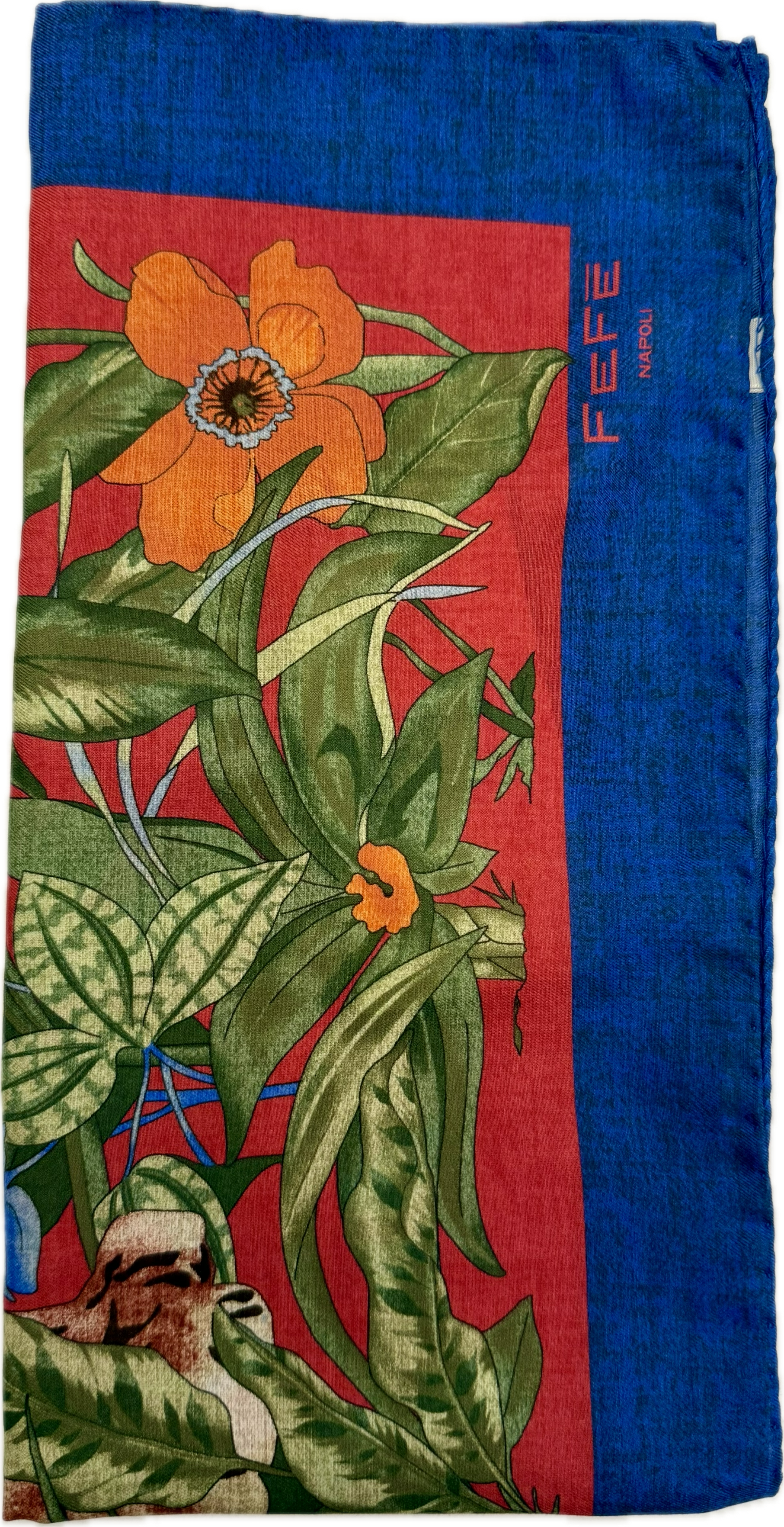 Sciarpa bandana cotone seta tigre rosso Fefè