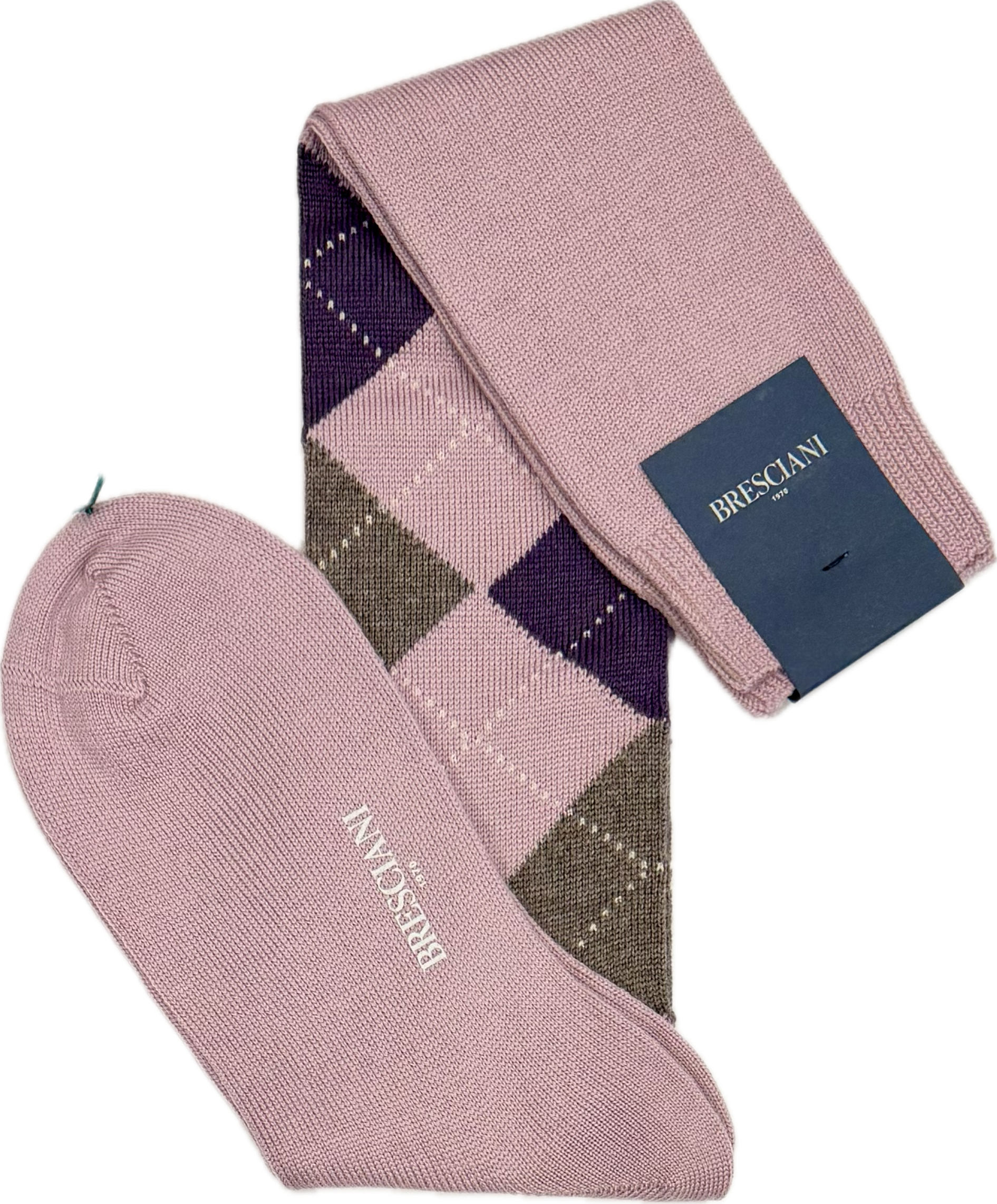 Calze lana argyle cipria Bresciani