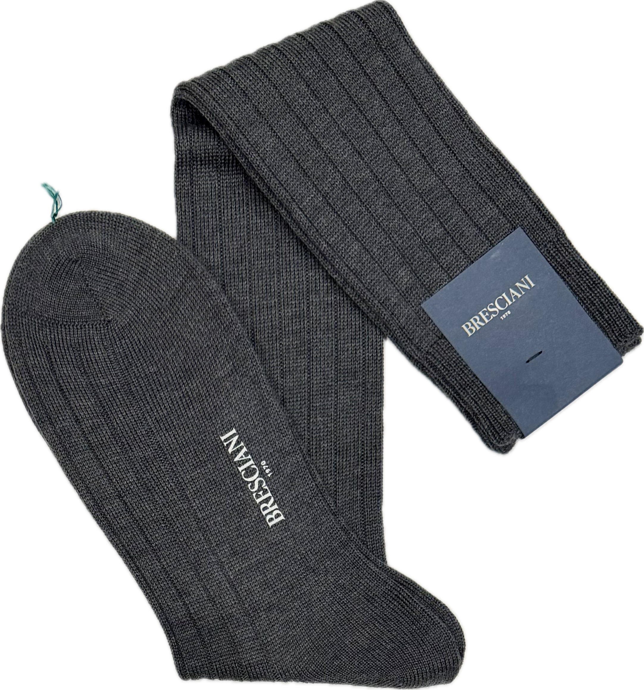Calze lana pesante a coste antracite Bresciani