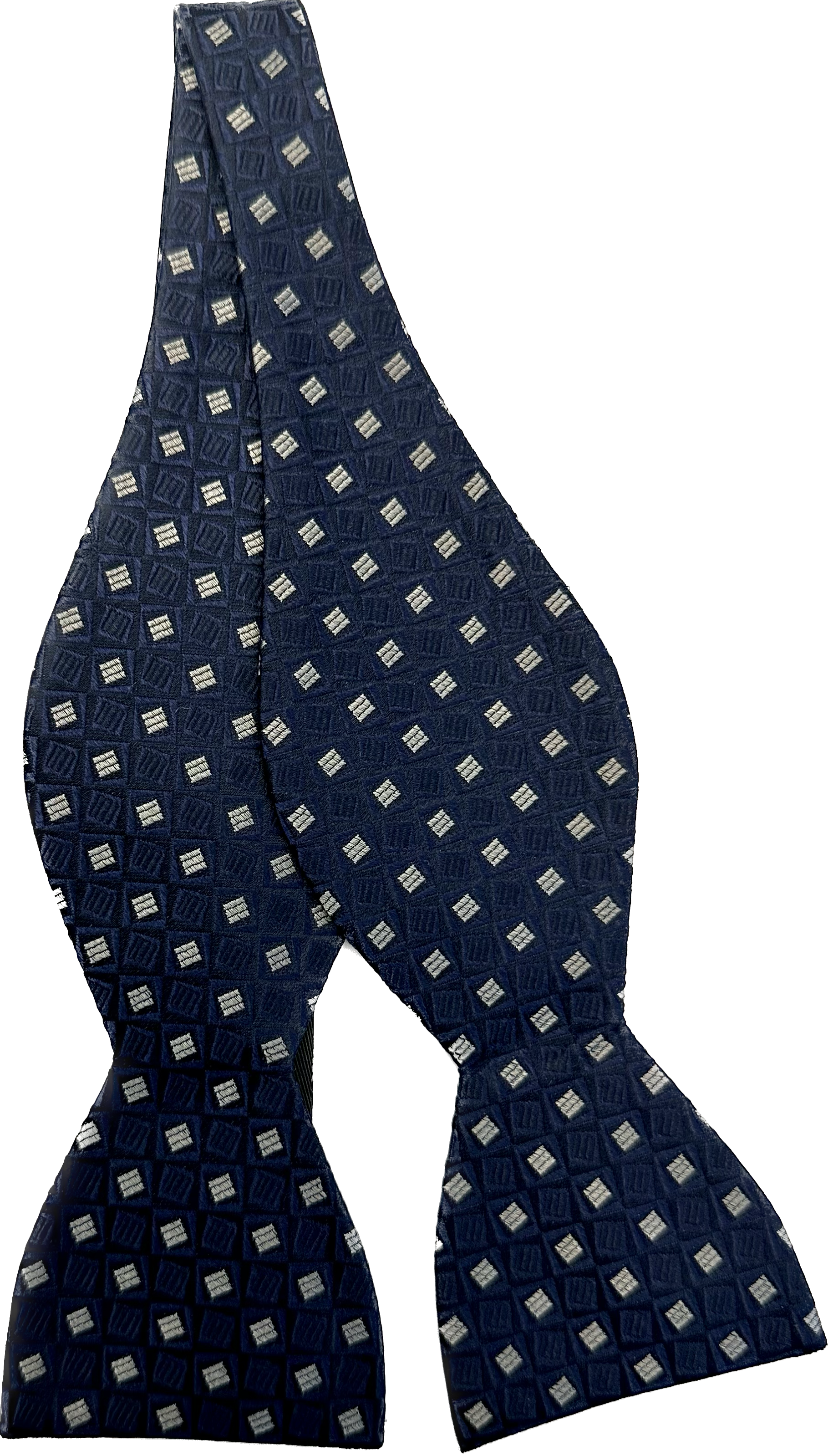 Self bow tie seta geometrico navy grigio Monsieur