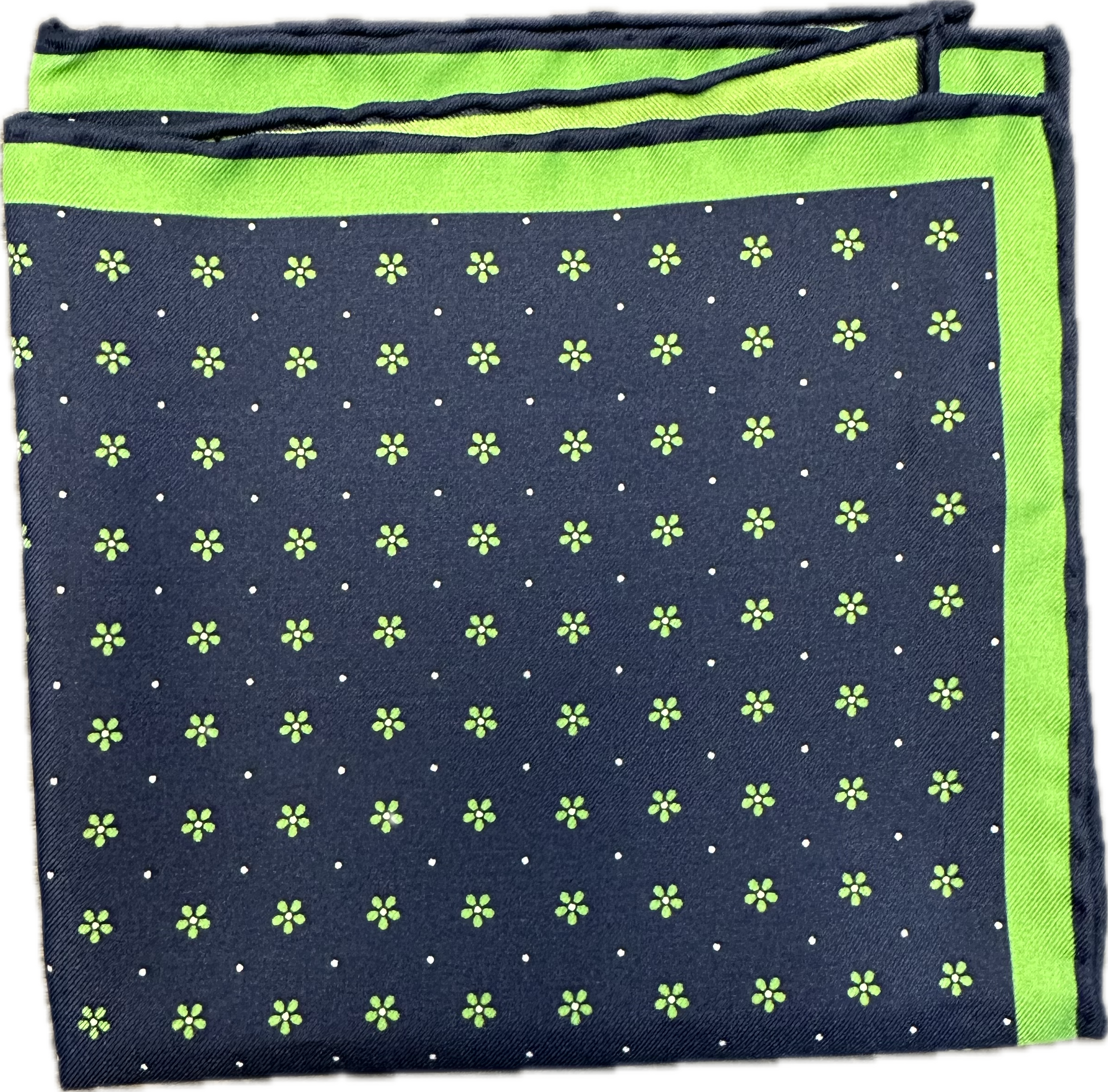 Pocket square micro fiore blu verde seta Fefè