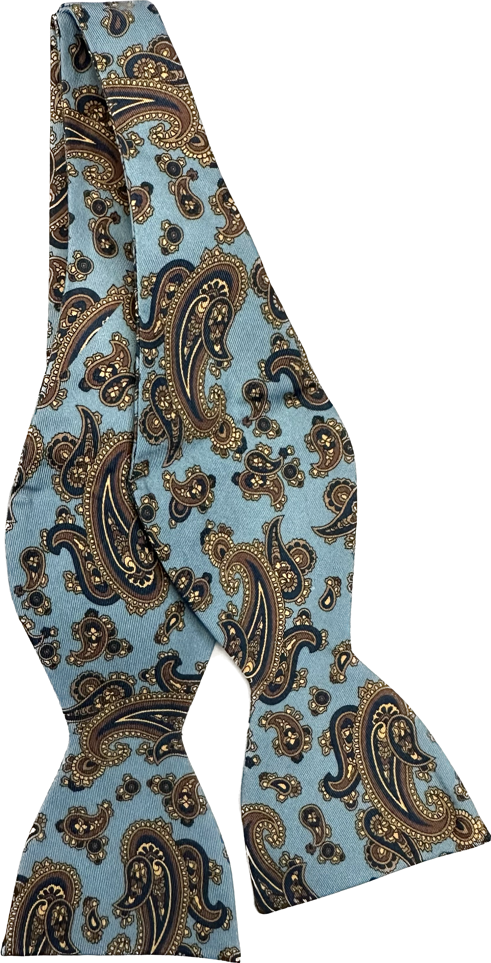 Self bow tie seta paisley celeste Monsieur