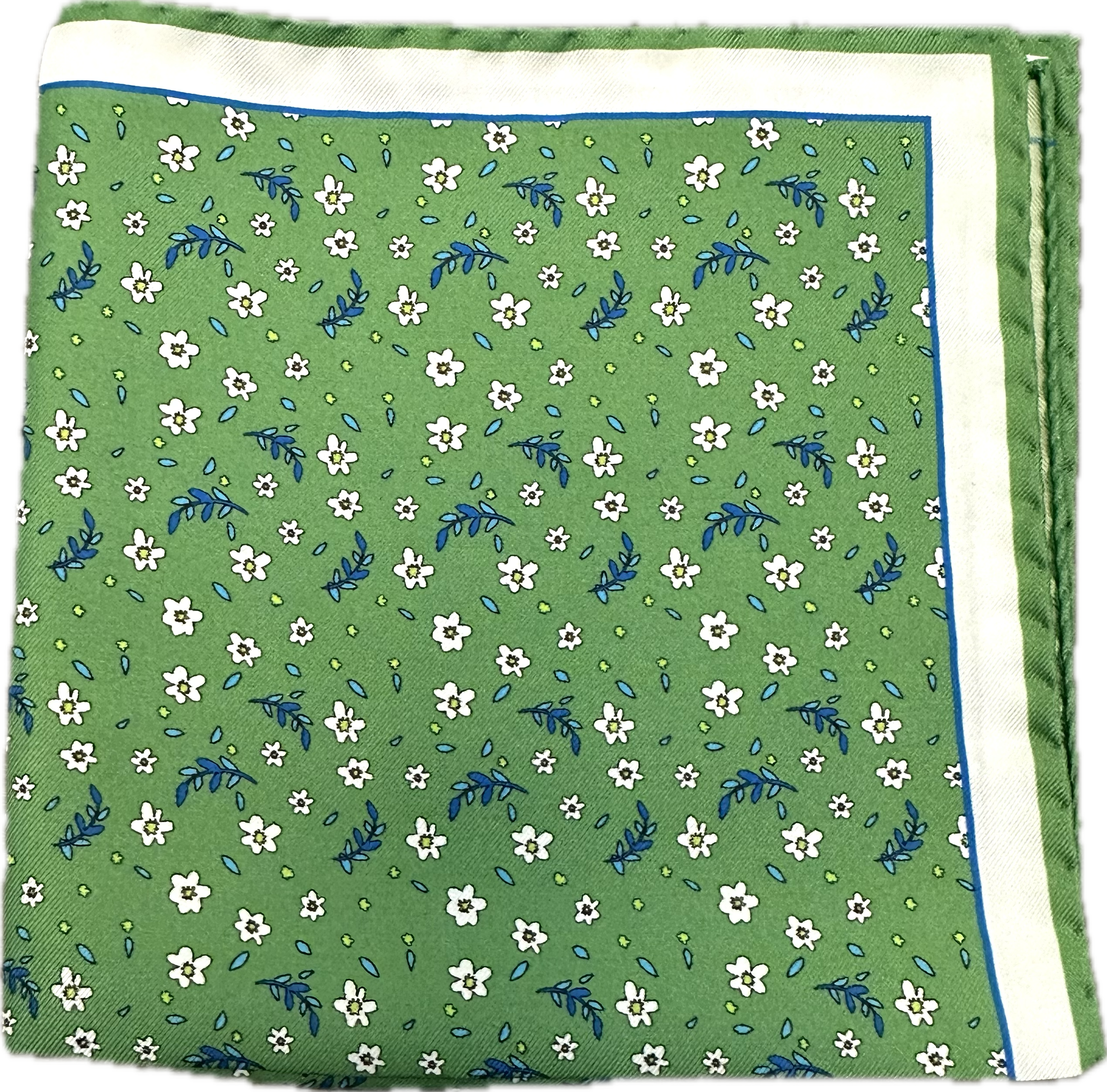 Pocket square fiorellini verde seta Fefè