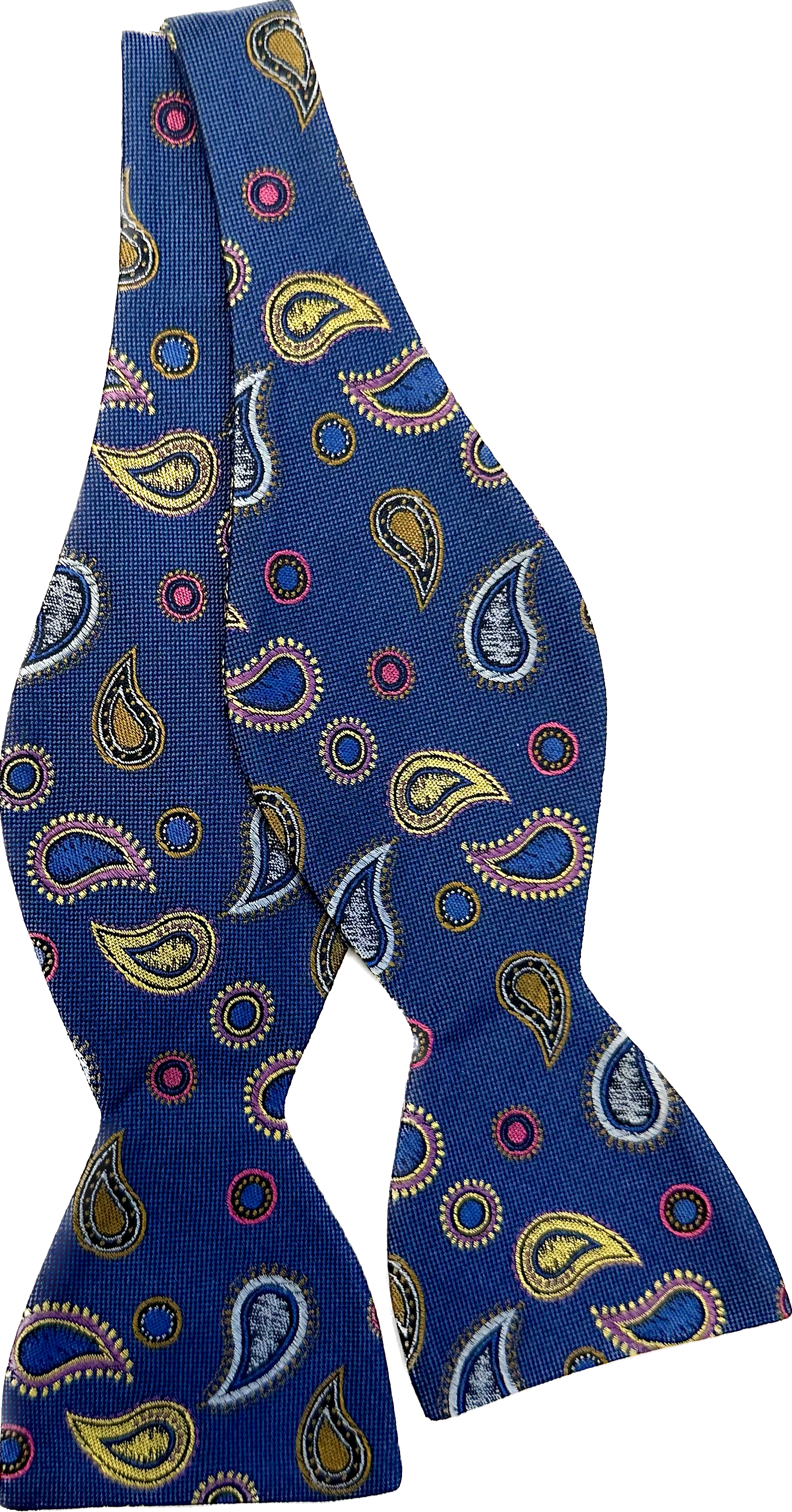 Self bow tie seta modern paisley blu Monsieur