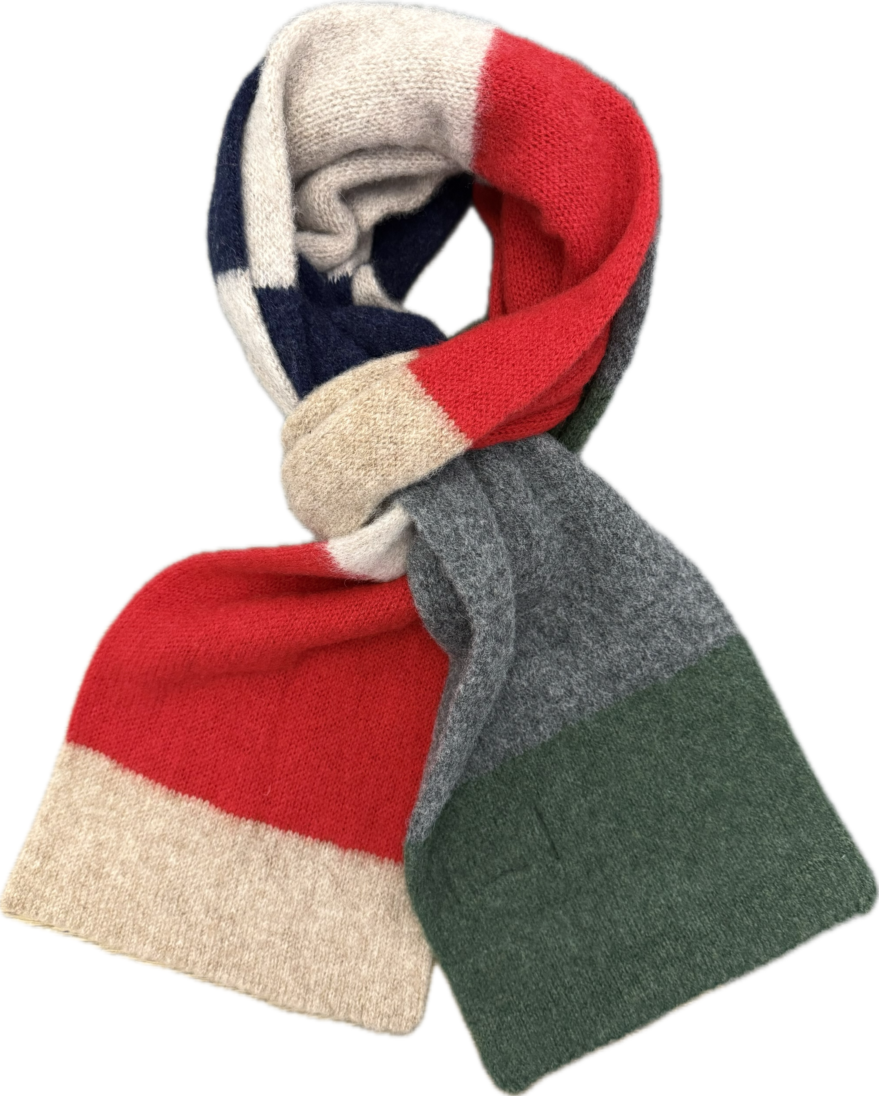 Sciarpa tubolare multicolor lambswool verde militare grigia blu beige rossa Robert Mackie