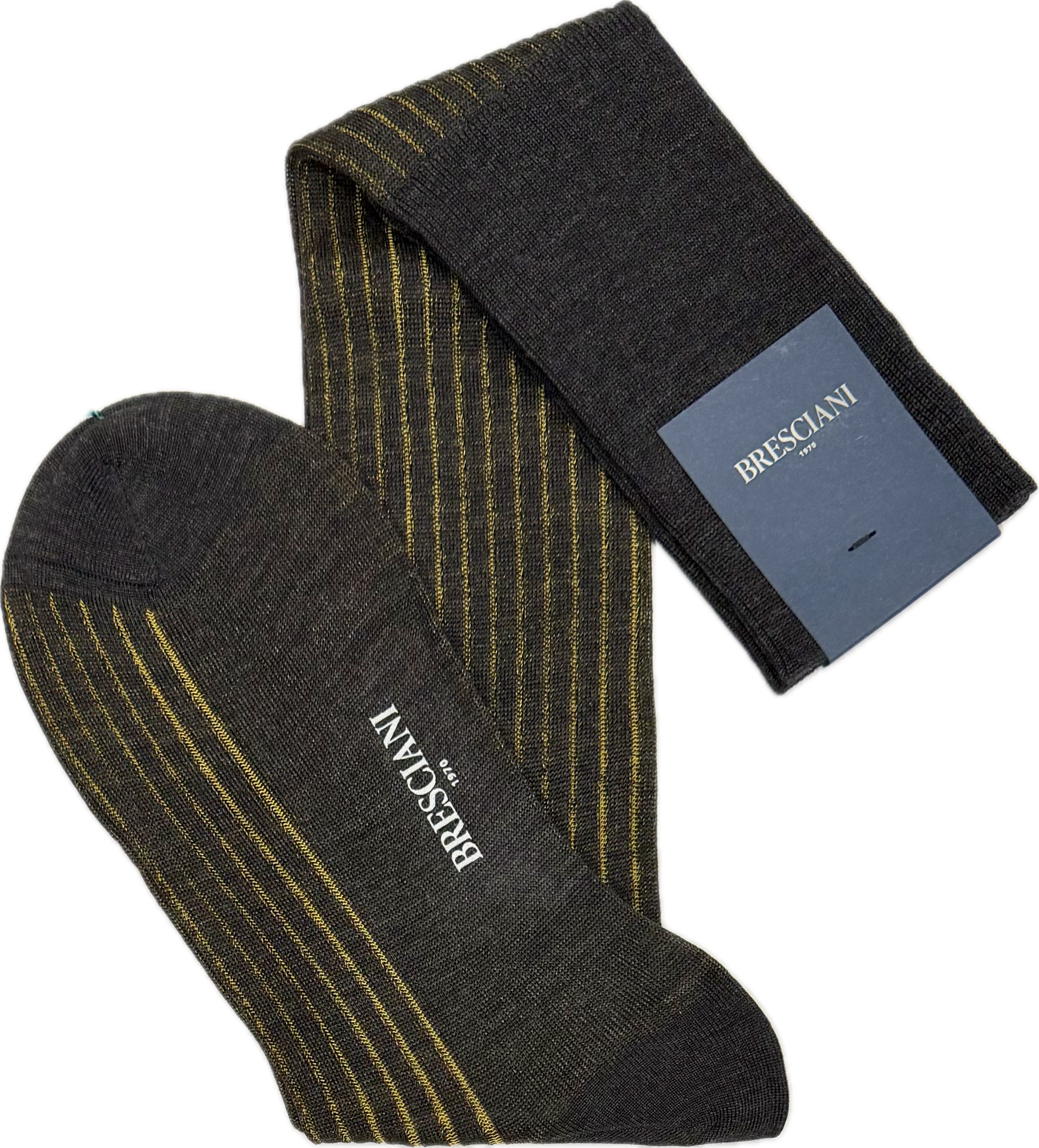 Calze lana vanisè antracite giallo Bresciani